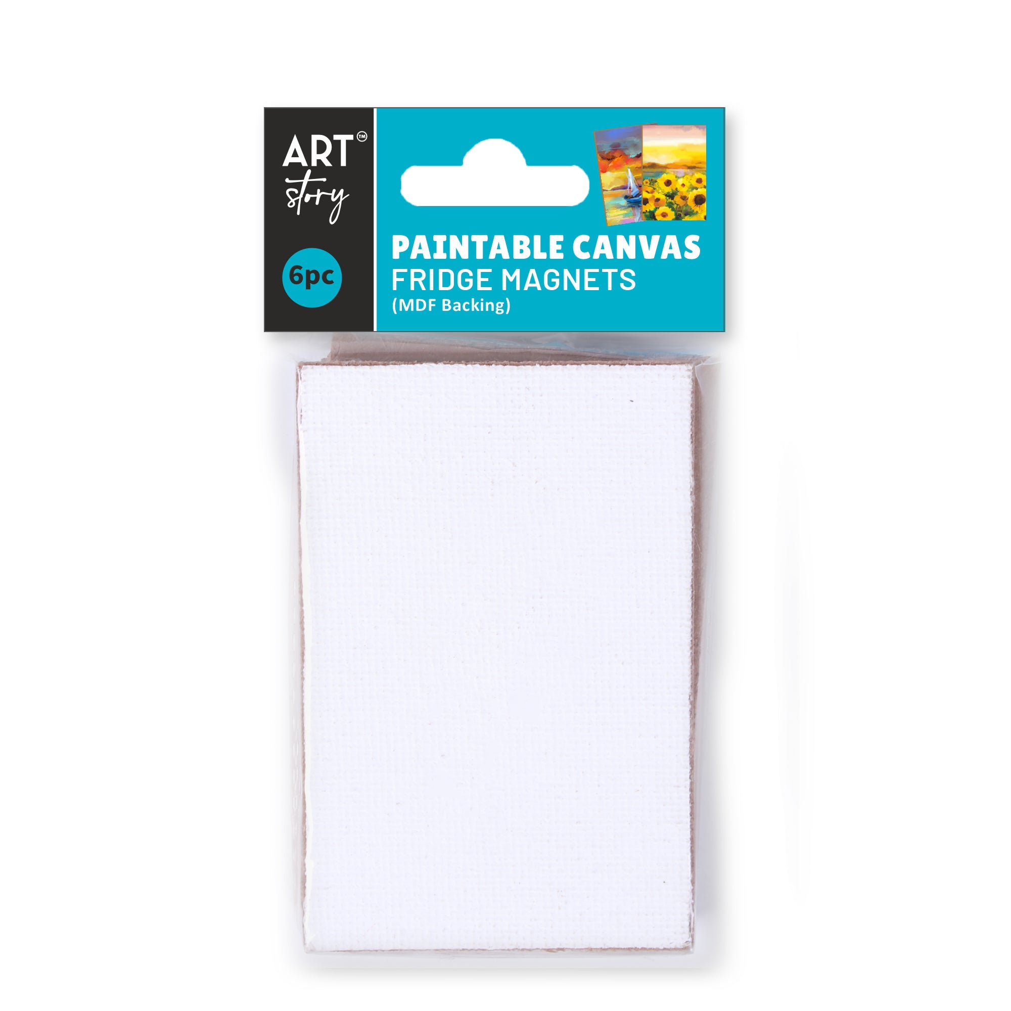 Paintable MDF Canvas Fridge Magnet 2 X 3 Inch 2mm Thick 6Pc