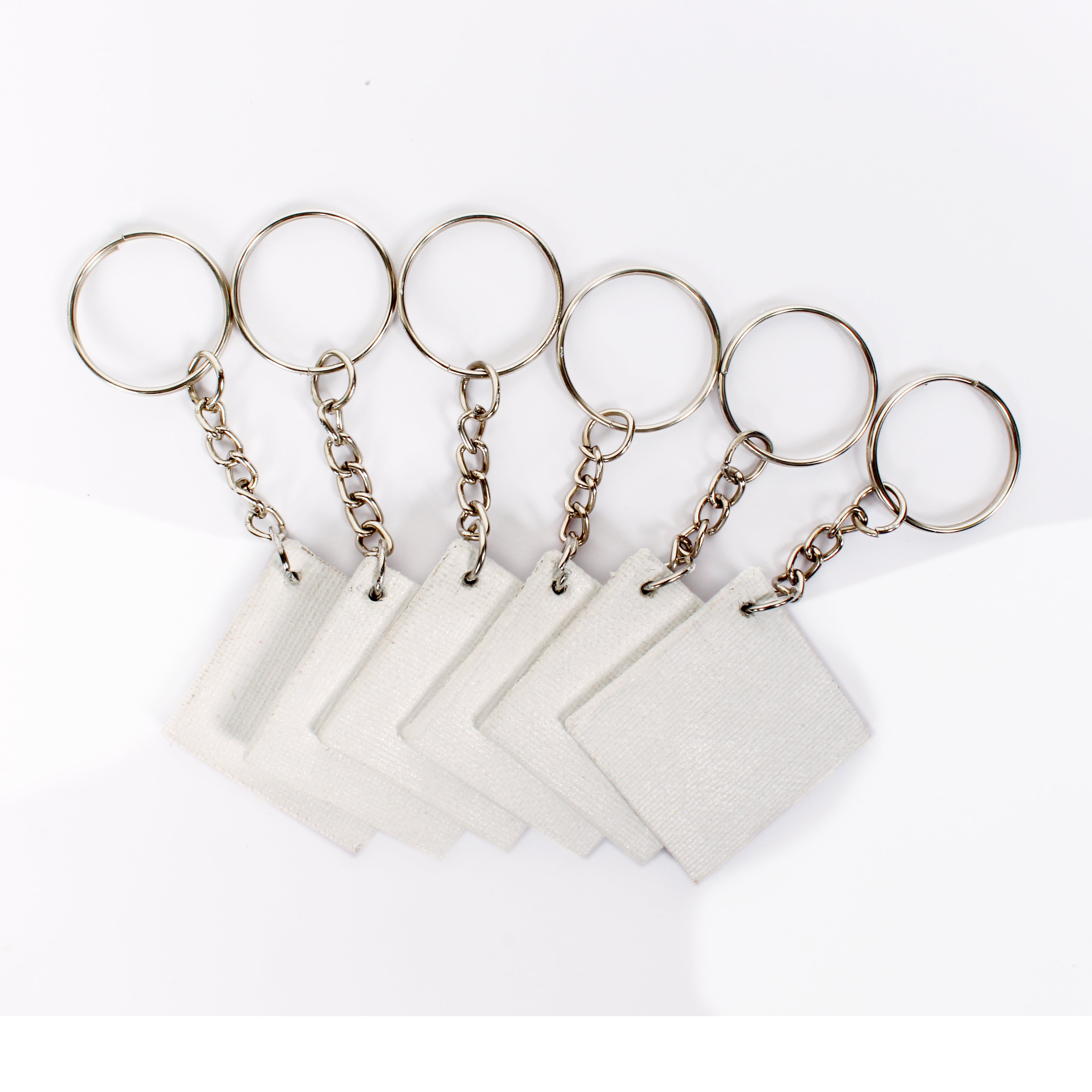 Paintable MDF Canvas Keychain 1.5 X 1.5 Inch 2mm Thick 6Pc