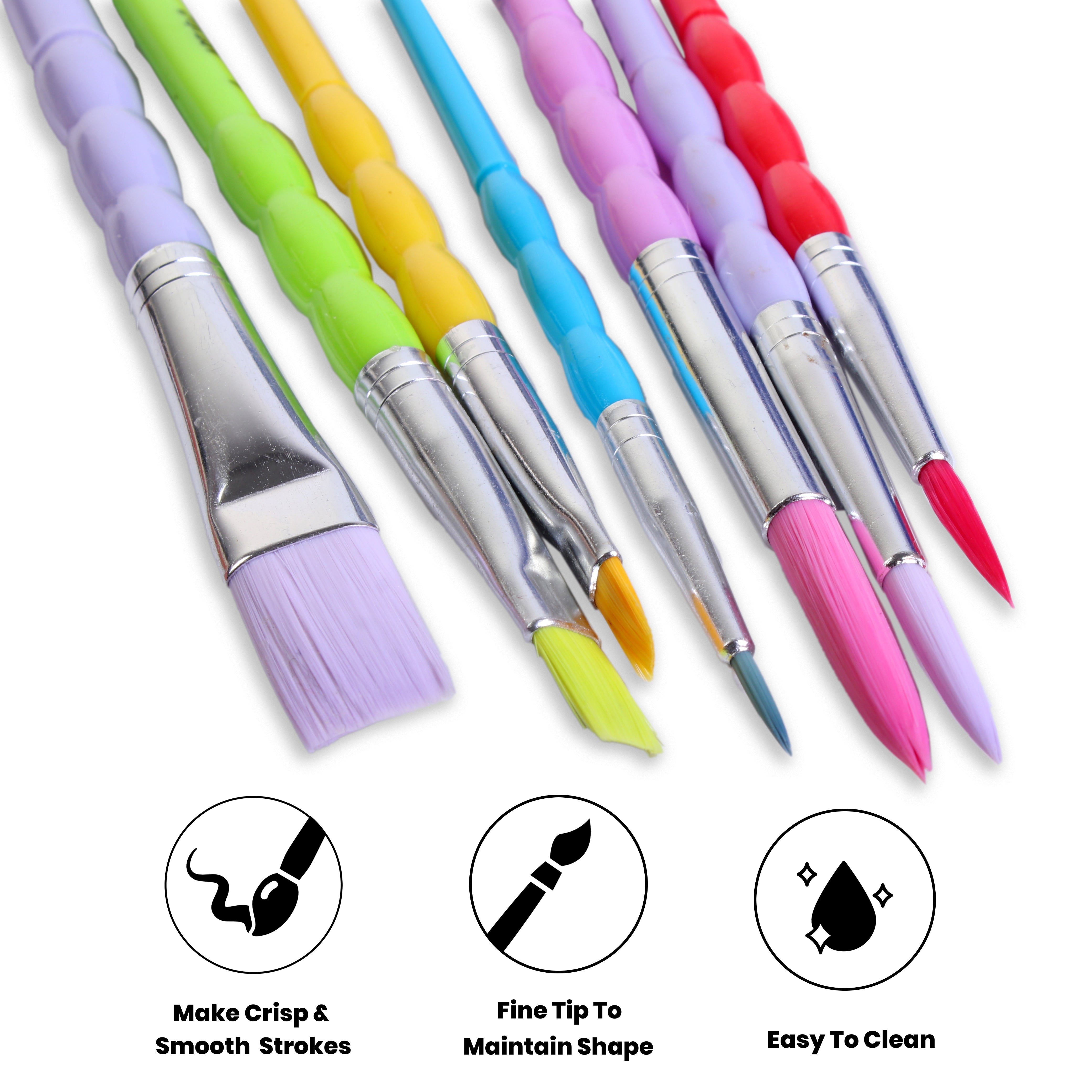 Kids Brush Round And Flat Synthetic Hair Size 2 6 8 12 And 1 4 8 7pc