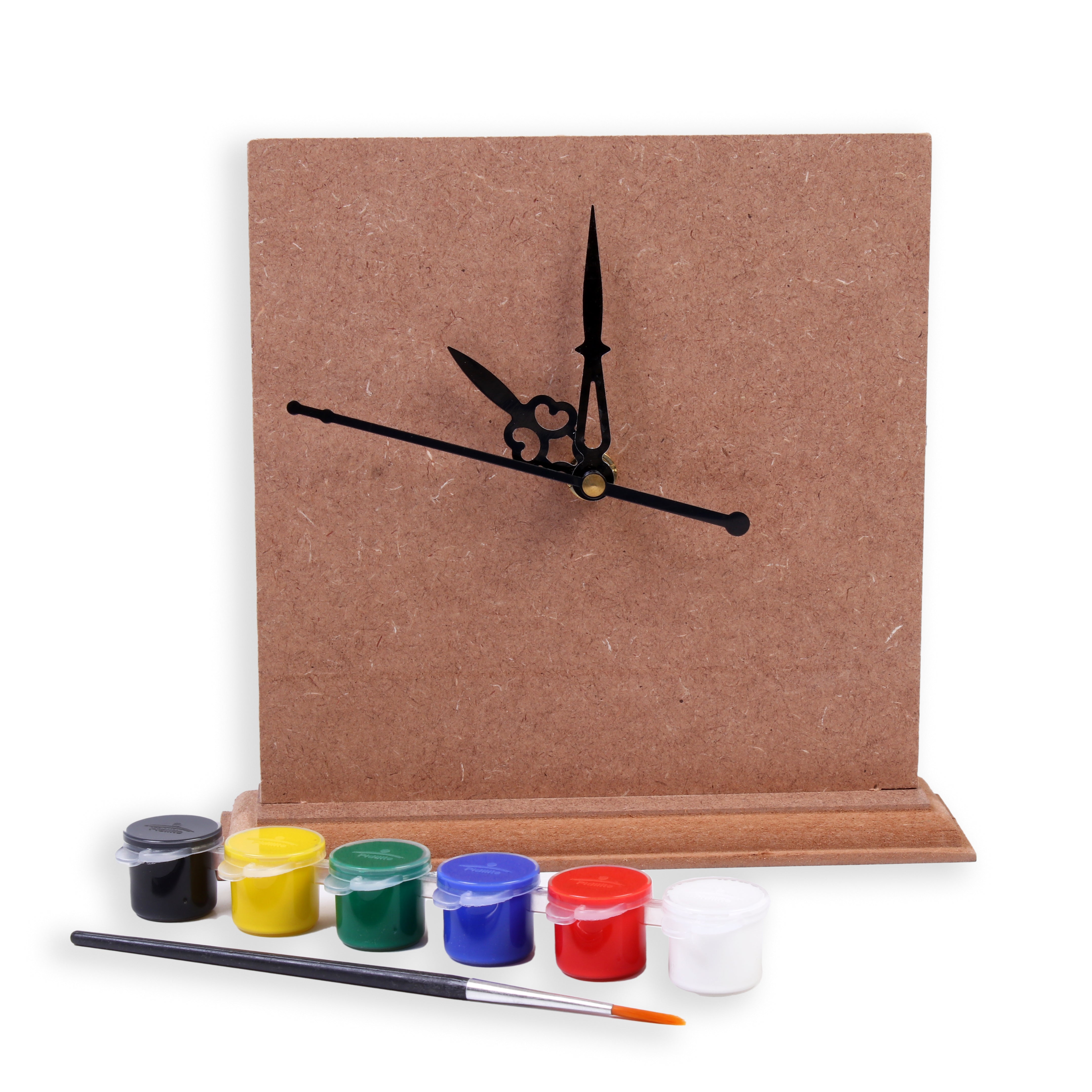 DIY MDF Clock With Tempera Colours and Brush Kit 1