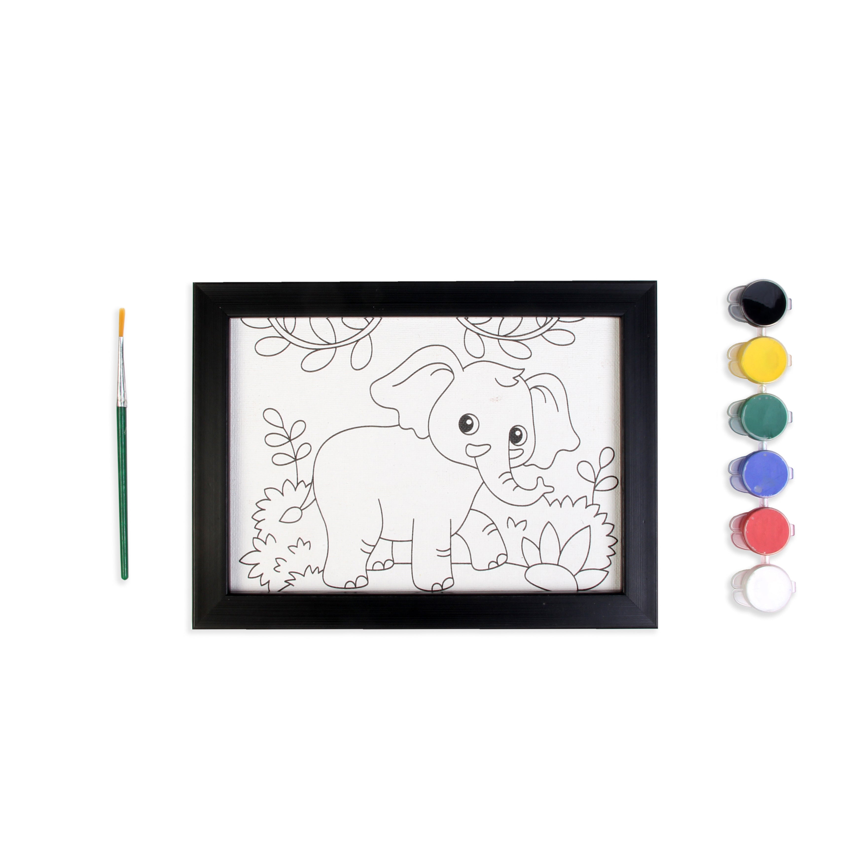 Pre-printed Canvas With Frame Elephant Painting Kit 5 X 7inch