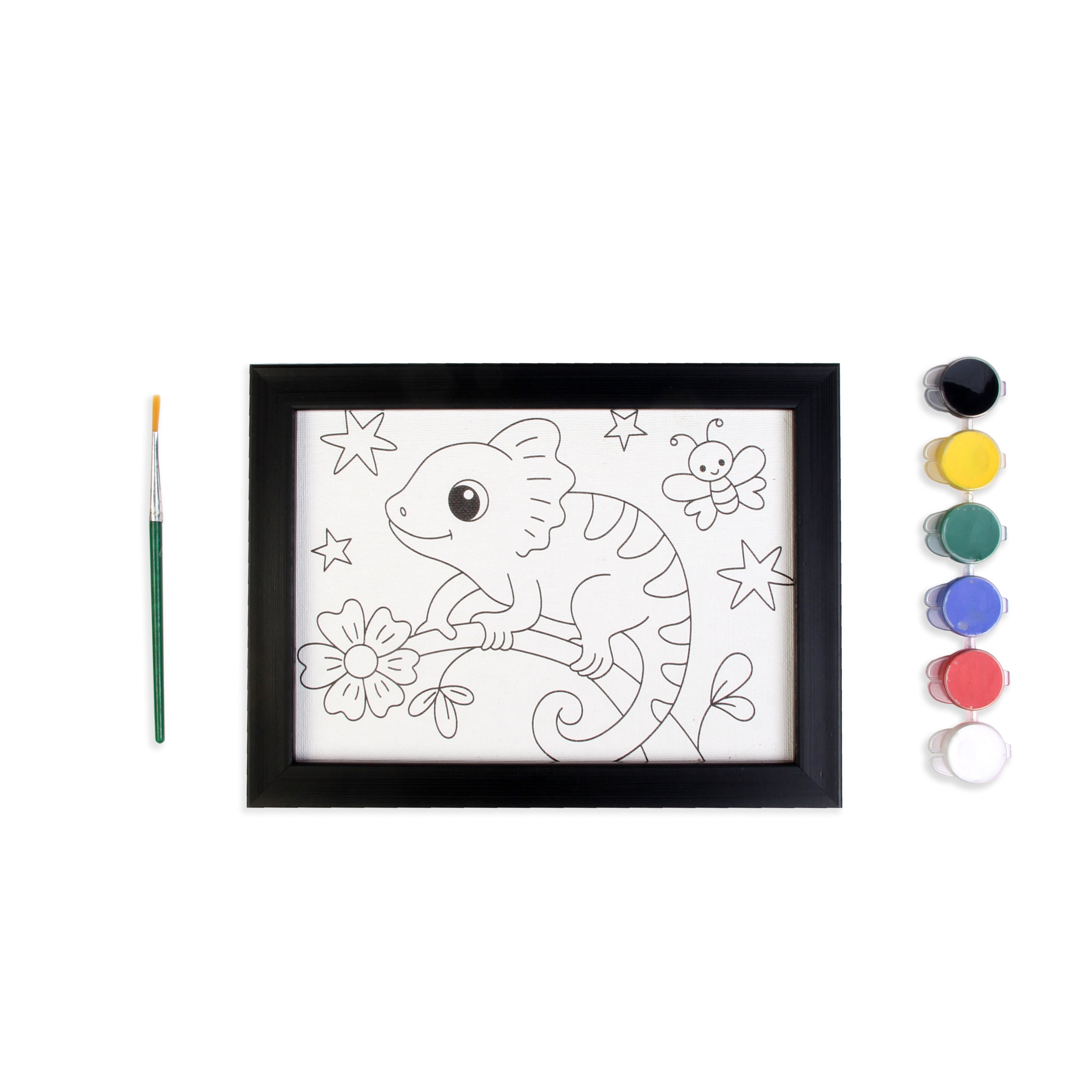 Pre-printed Canvas With Frame Chameleon Painting Kit 5 X 7inch