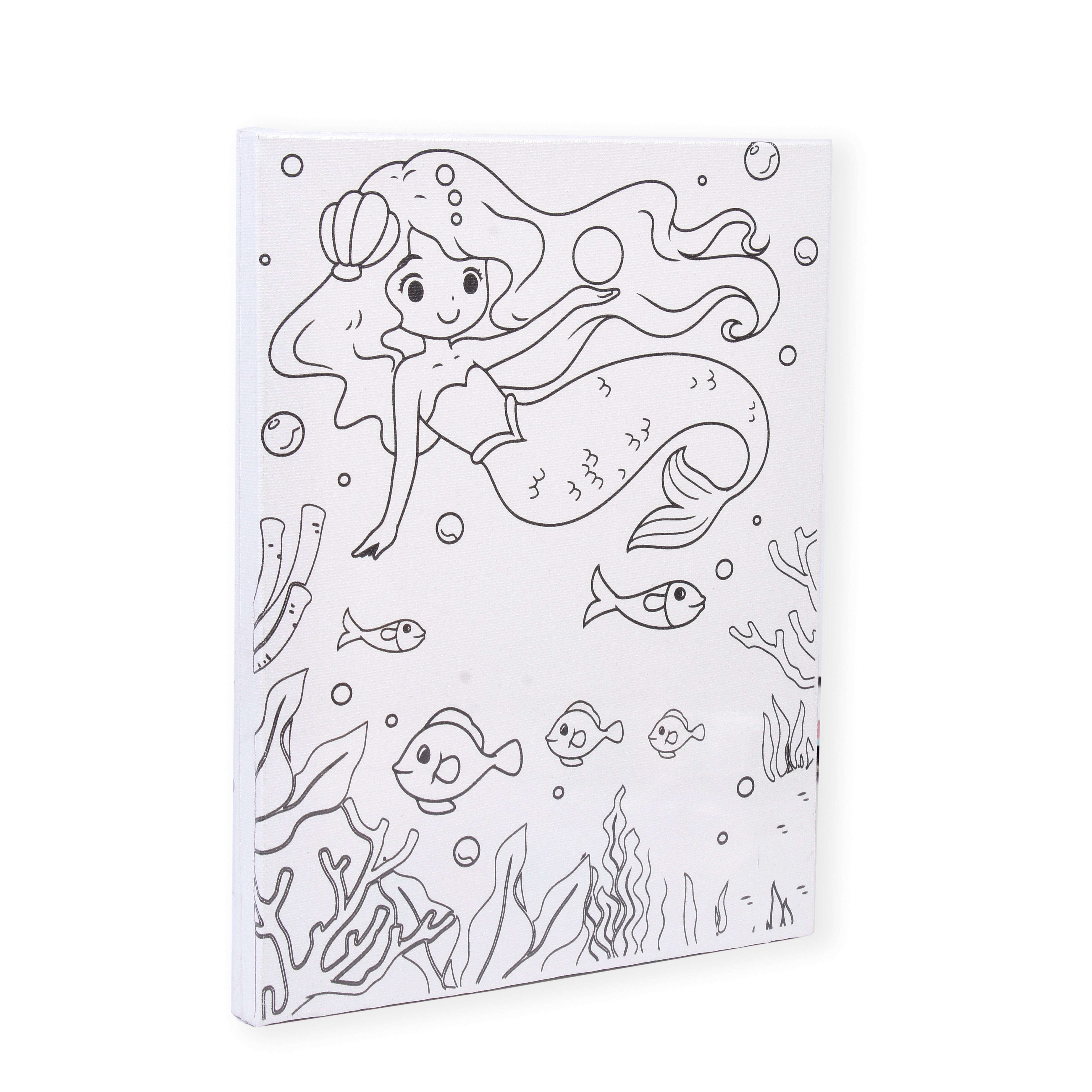 Pre -printed Canvas With Colours Mermaid World Painting Kit 8 X10inch