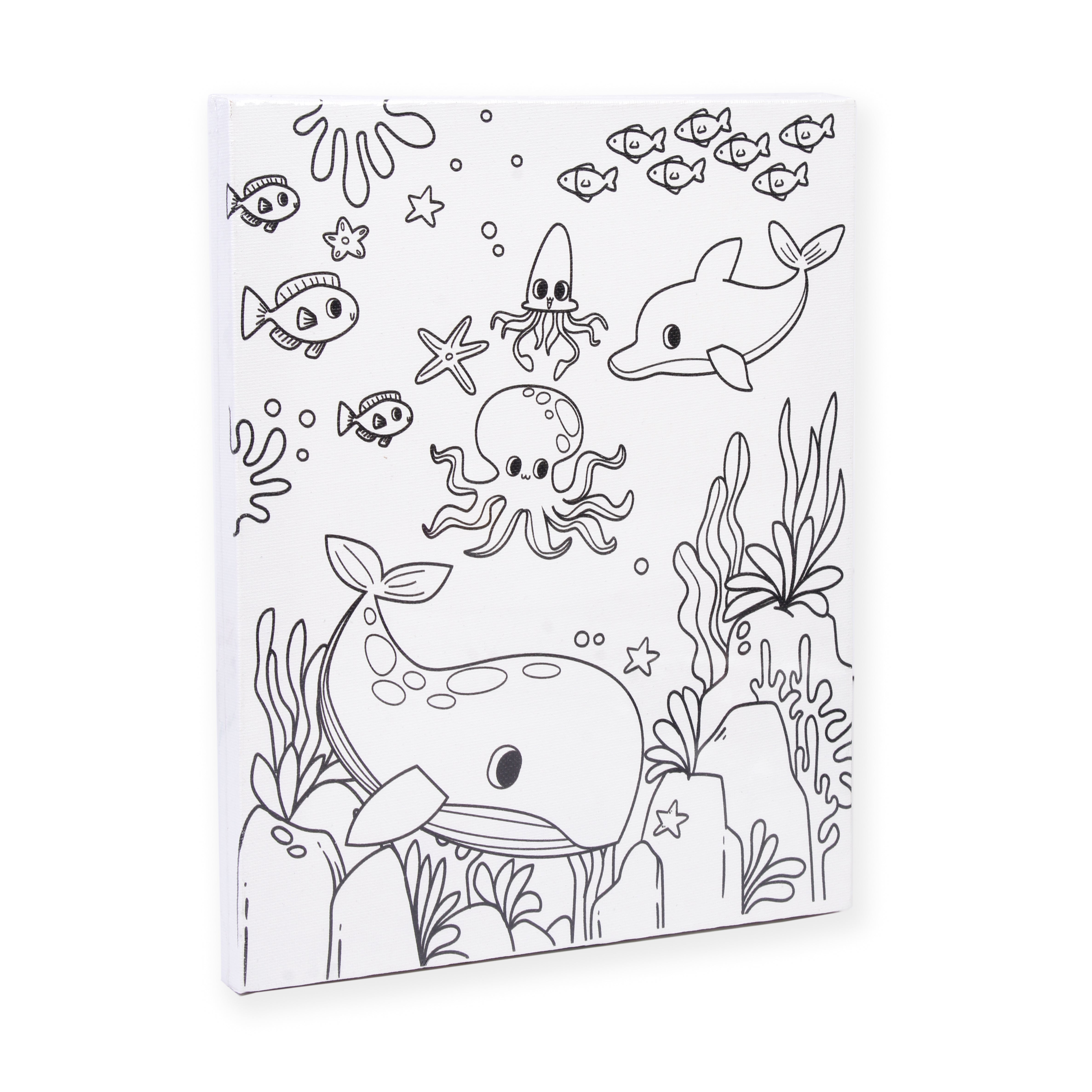 Pre -printed Canvas With Colours Sea Life Painting Kit 8 X10inch