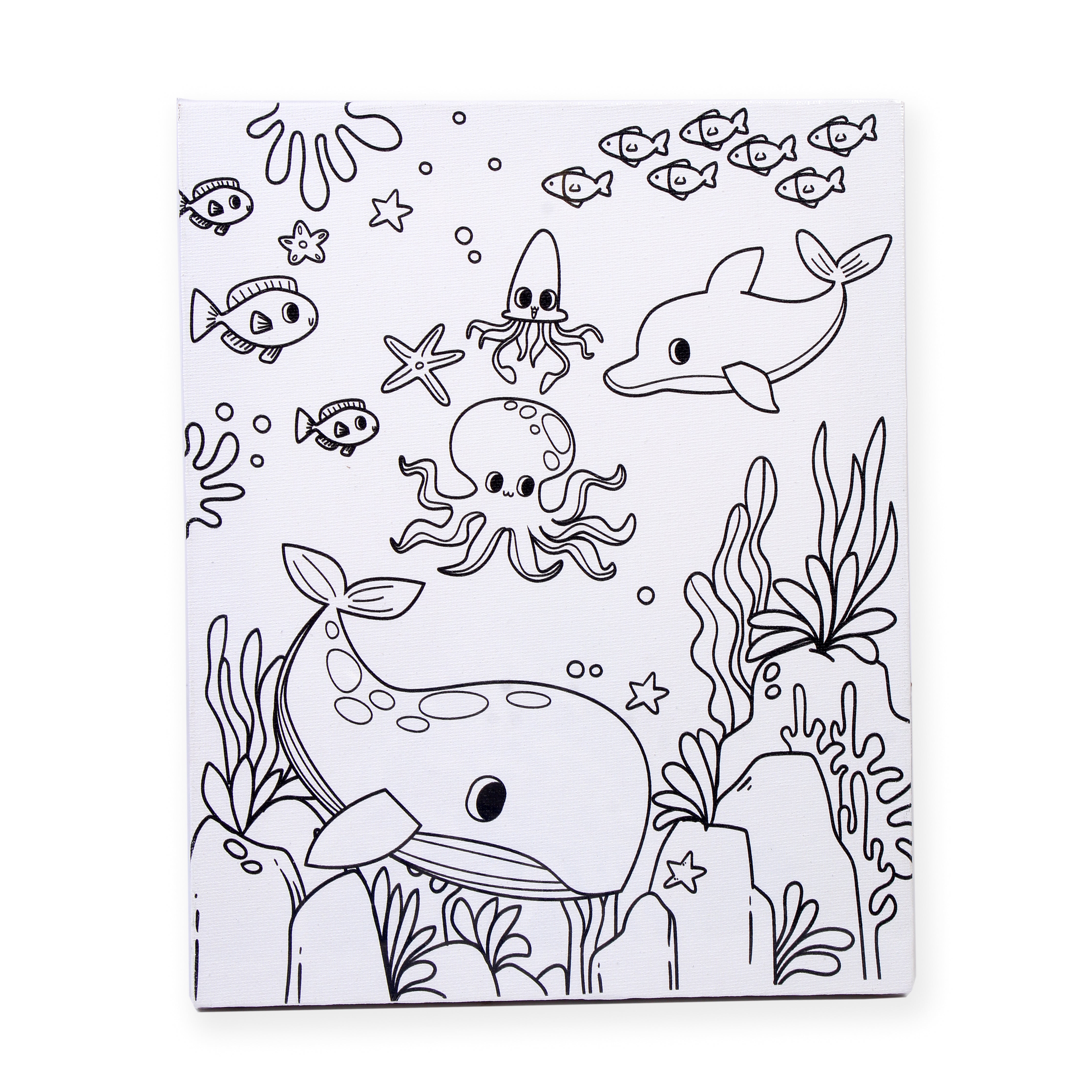 Pre -printed Canvas With Colours Sea Life Painting Kit 8 X10inch