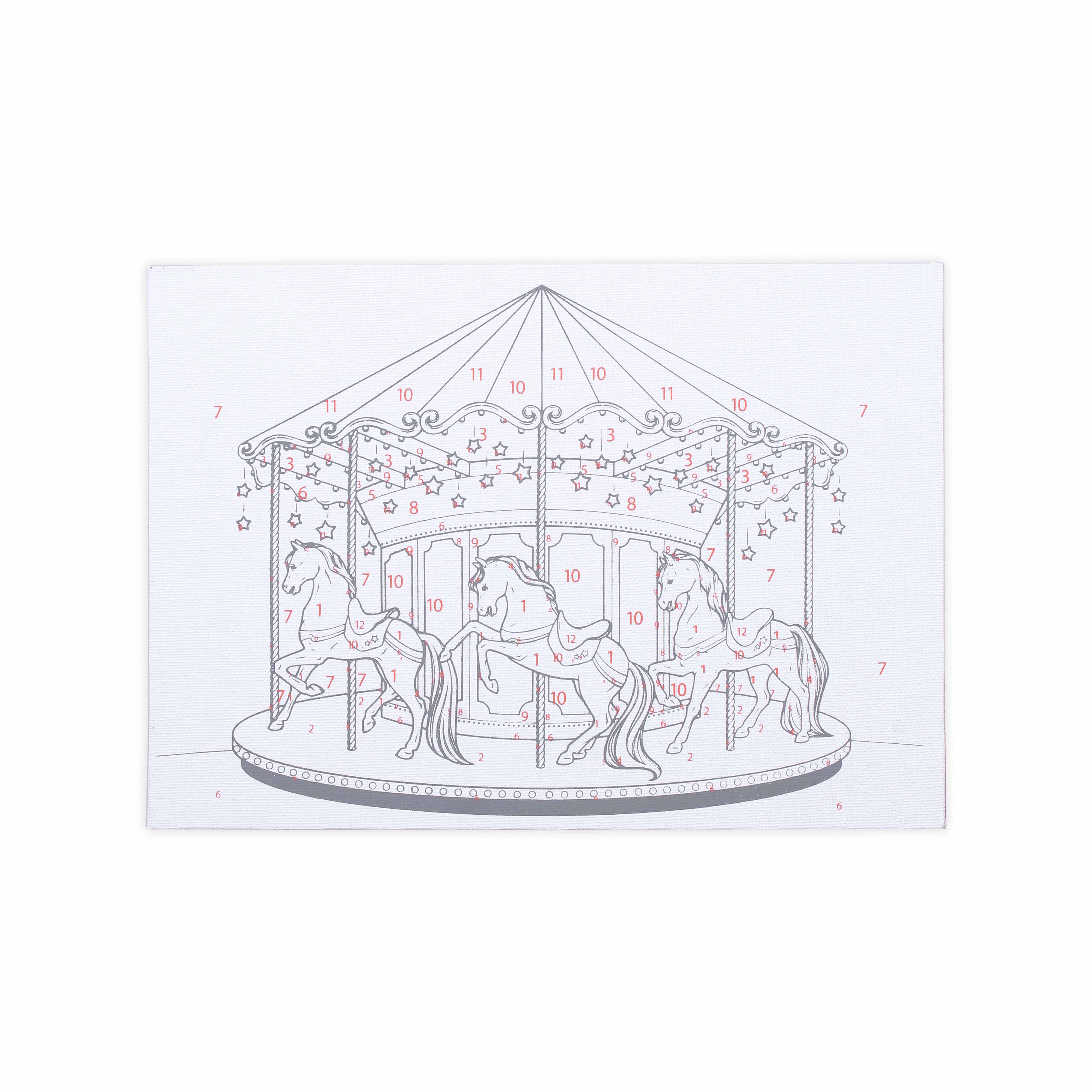 Paint By Numbers- Carousel,Canvas L8in X W12in, Ease L24cm X W20.5cm (approx)