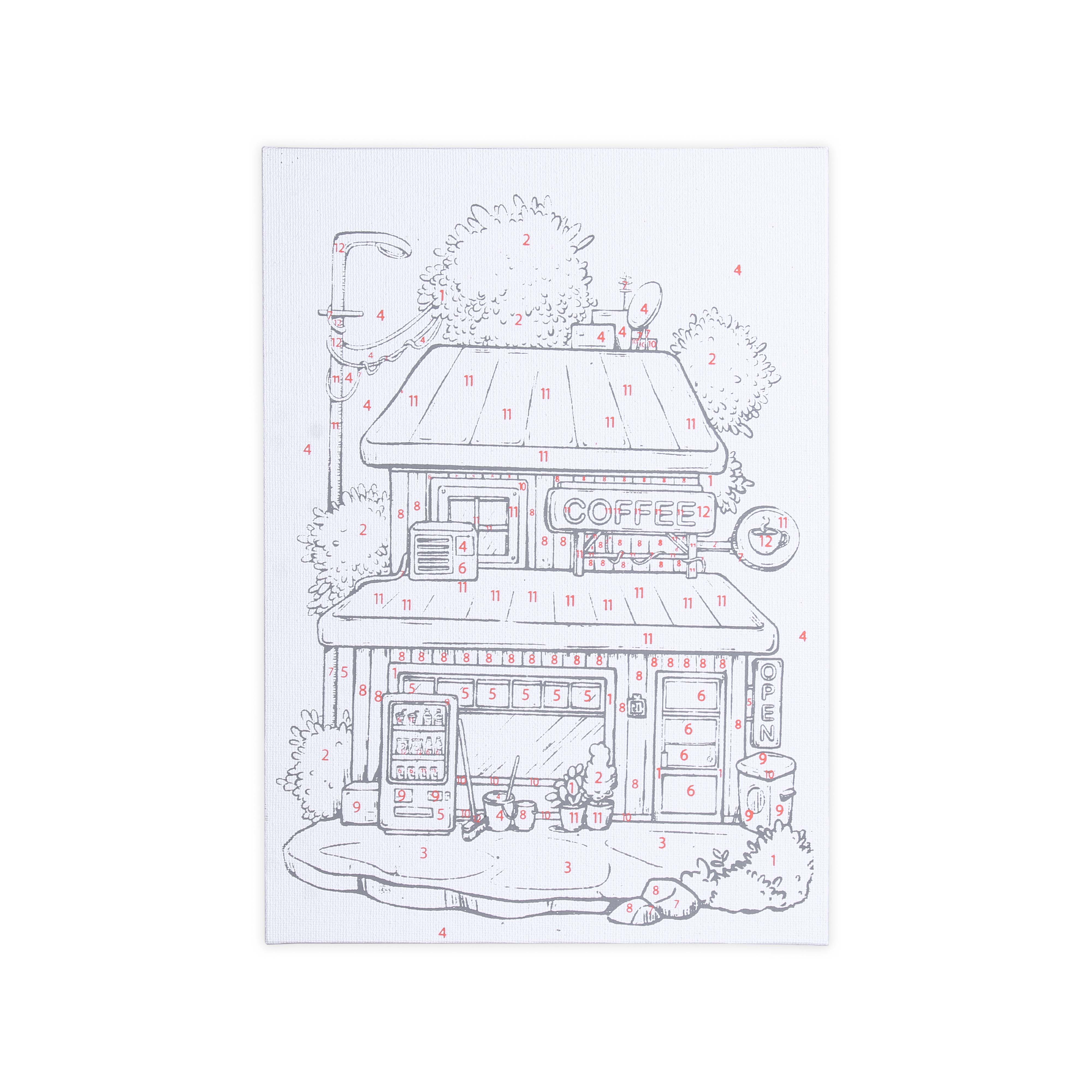 Paint By Numbers - Coffee Shop, anvas L8in X W12in, Easel L24cm X W20.5cm (approx)