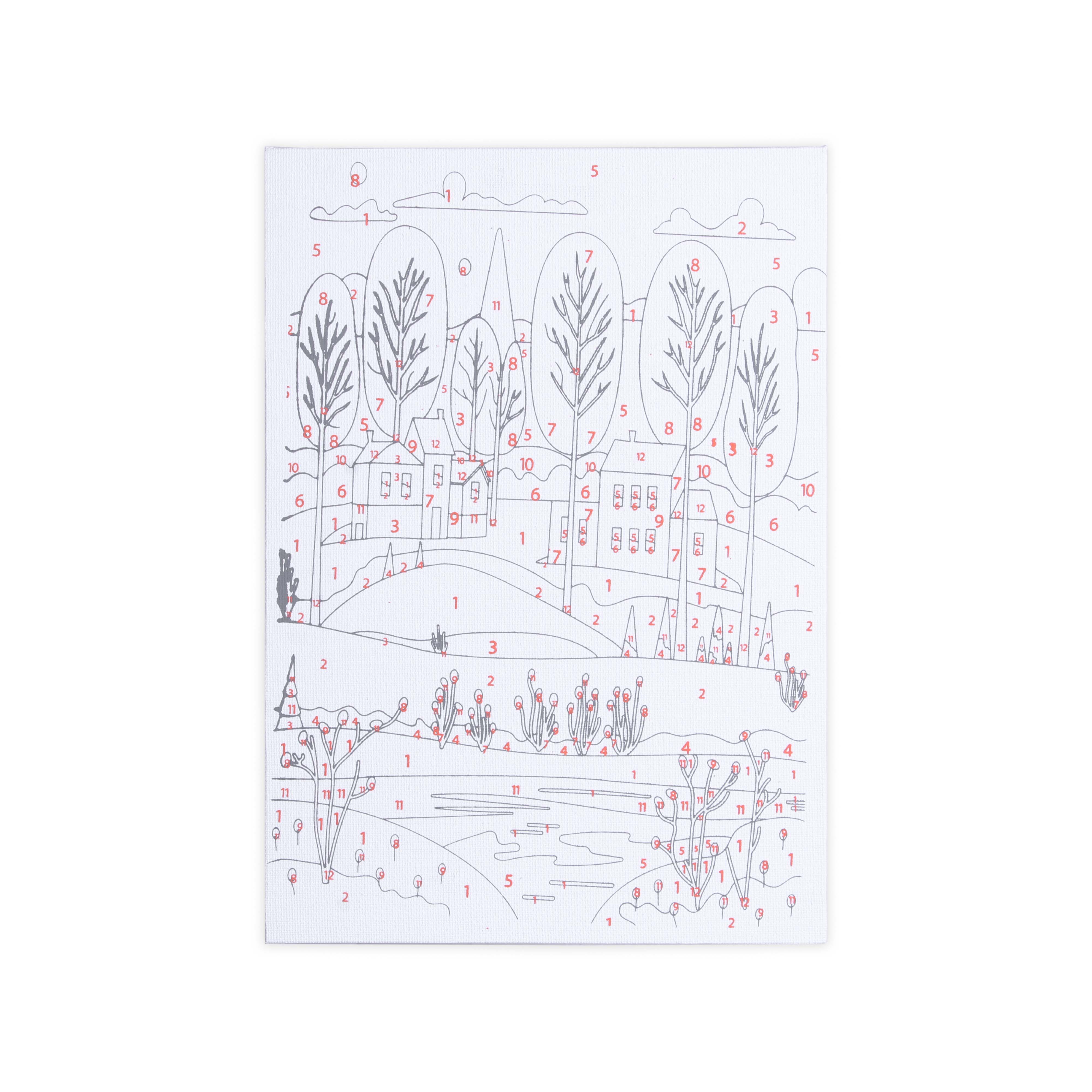 Paint By Numbers - Winterscape, Canvas L8in X W12in, Easel L24in X W20.5cm (approx)