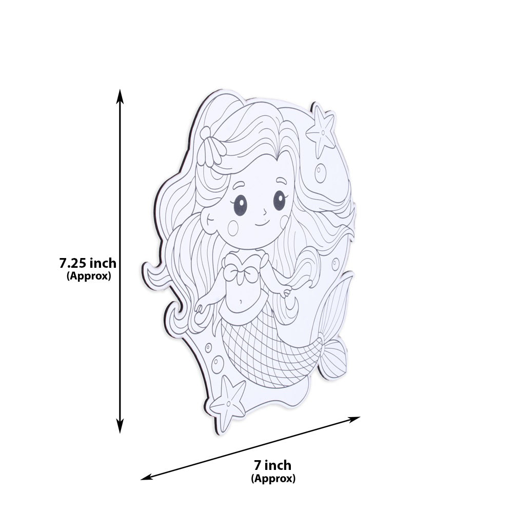 Table Decor Colouring Kit With Sketch Pen Little Mermaid Approx L7.25 X W7inch 2mm Thick