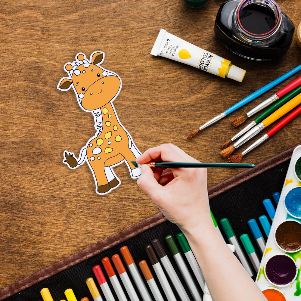 Table Decor Colouring Kit With Sketch Pen Giraffe Approx L8 X W5inch 2mm Thick