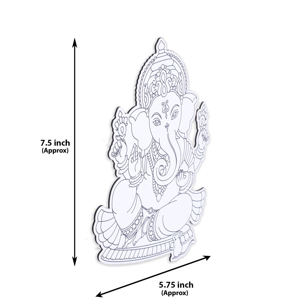 Table Decor Colouring Kit With Sketch Pen Ganesha Approx L7.5 X W5.75inch 2mm Thick