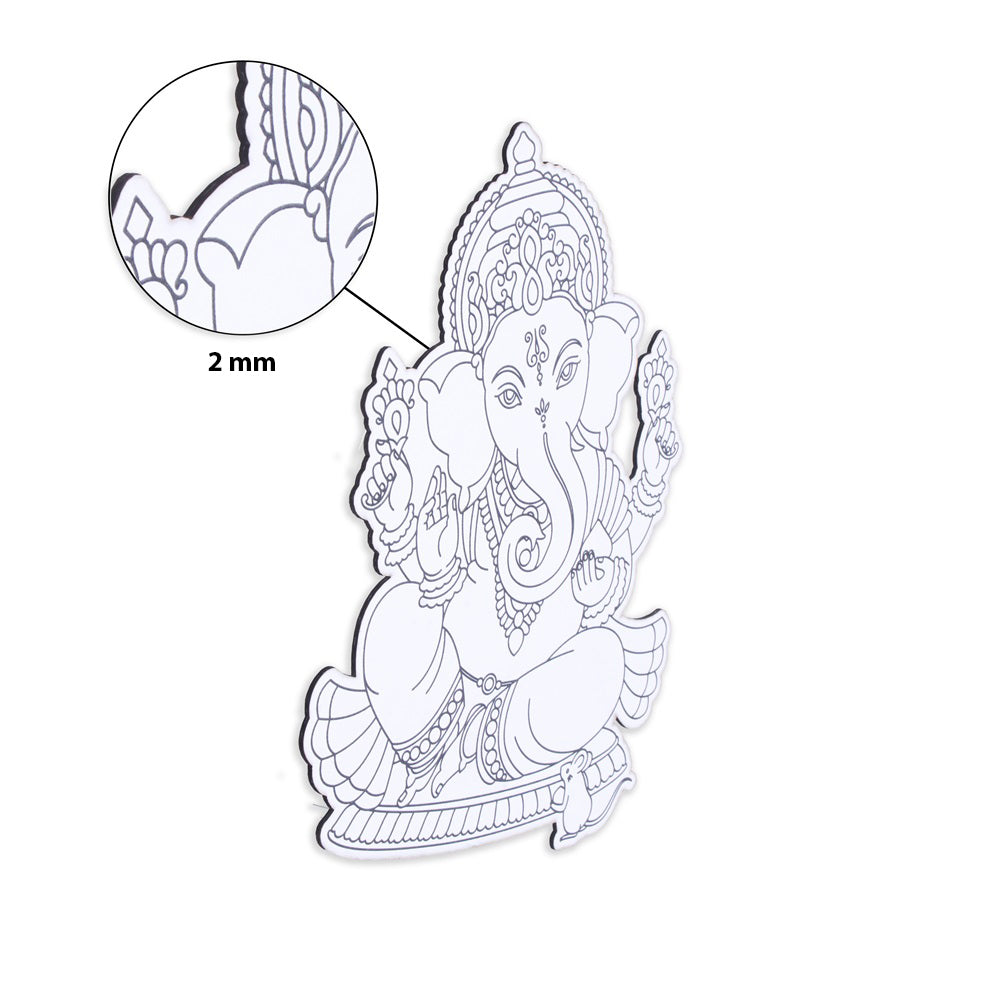 Table Decor Colouring Kit With Sketch Pen Ganesha Approx L7.5 X W5.75inch 2mm Thick