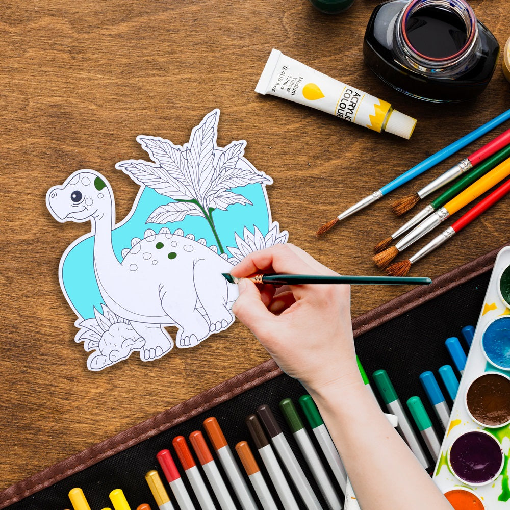 Table Decor Colouring Kit With Sketch Pen Dinosaur Approx L7 X W7.25inch 2mm Thick