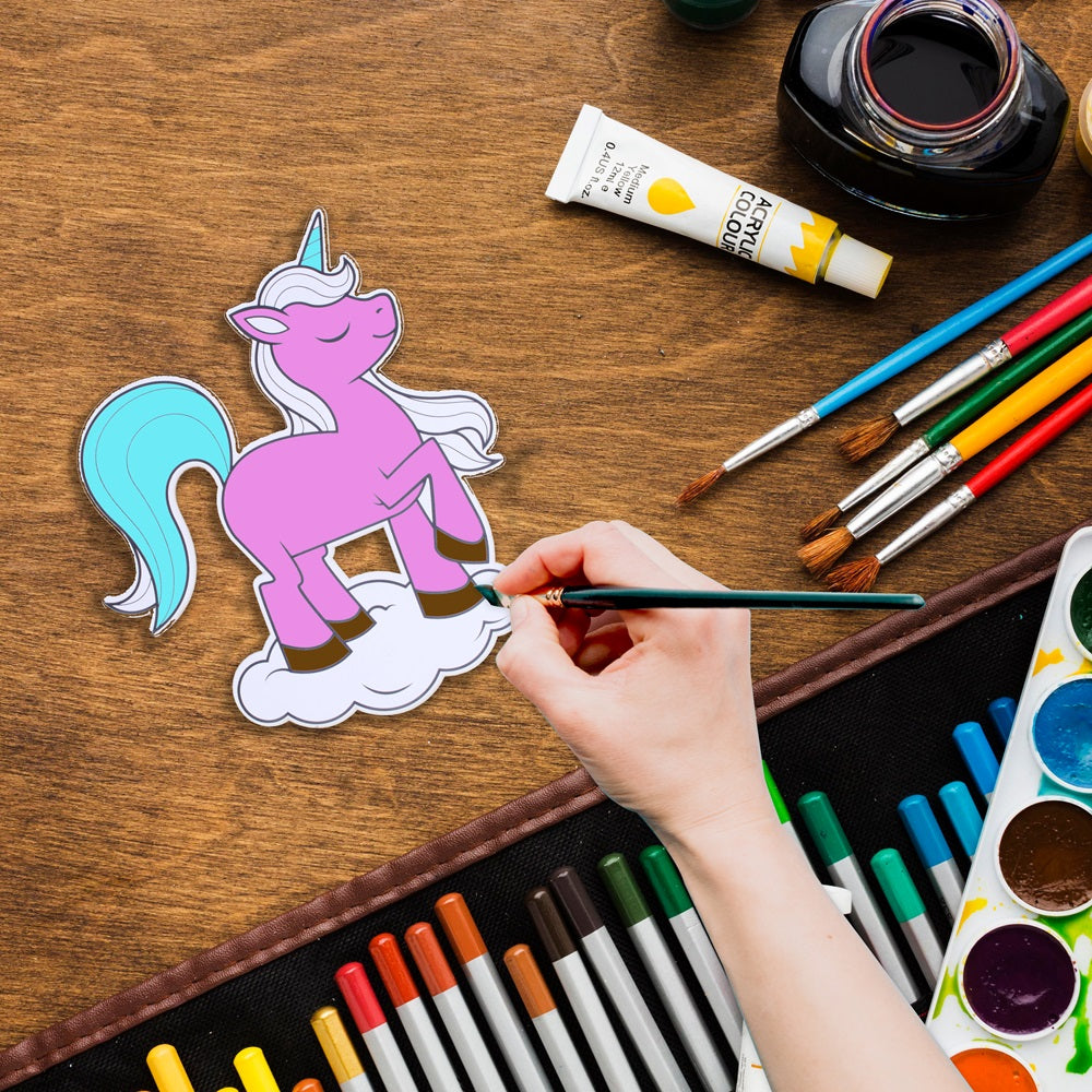 Table Decor Colouring Kit With Sketch Pen Unicorn Approx L7 X W6.25inch 2mm Thick