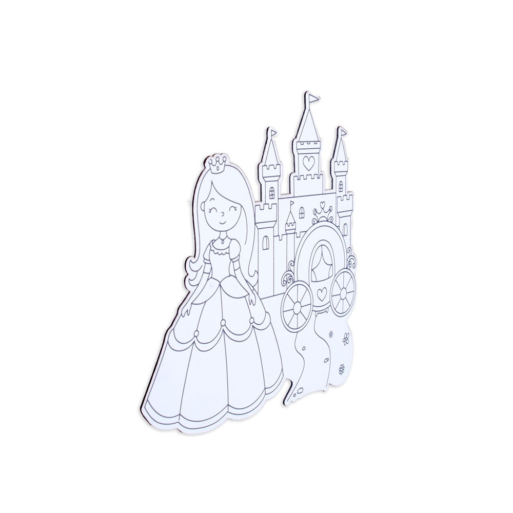 Table Decor Colouring Kit With Sketch Pen Princess Castle Approx L8 X W7inch 2mm Thick