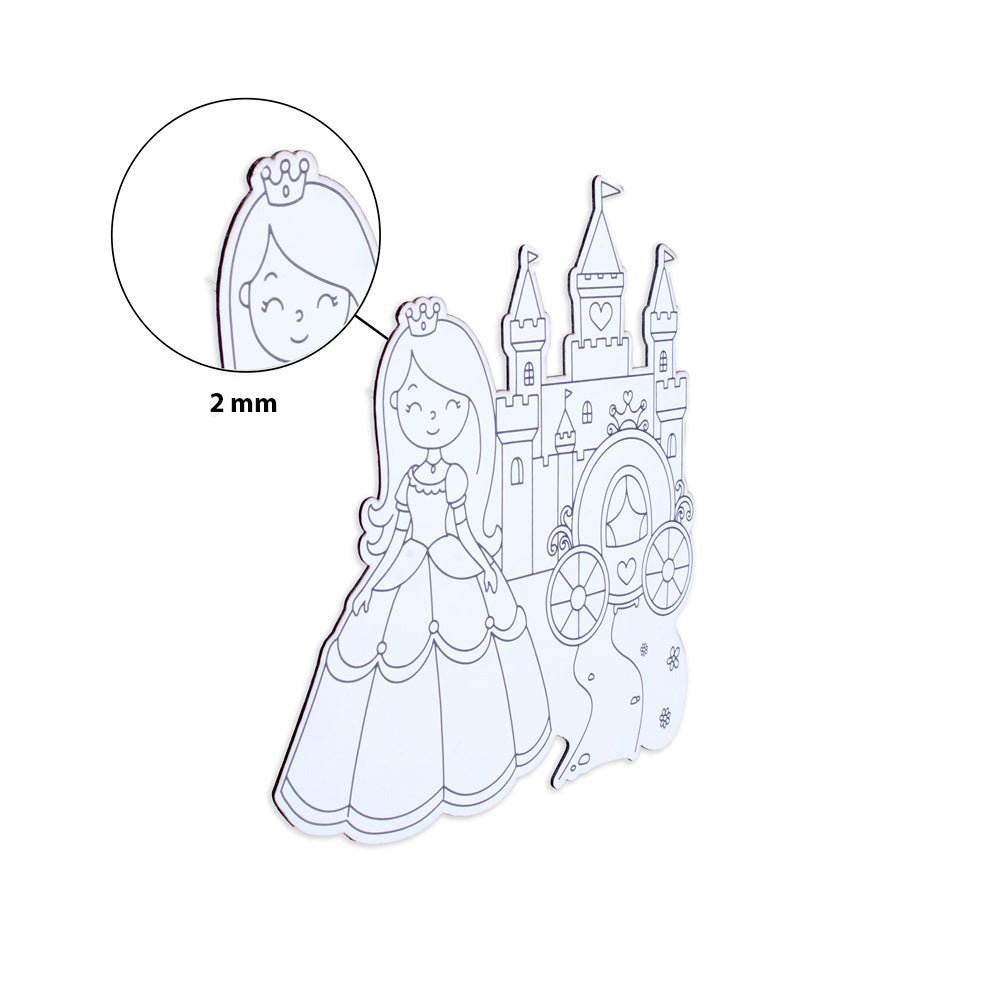 Table Decor Colouring Kit With Sketch Pen Princess Castle Approx L8 X W7inch 2mm Thick