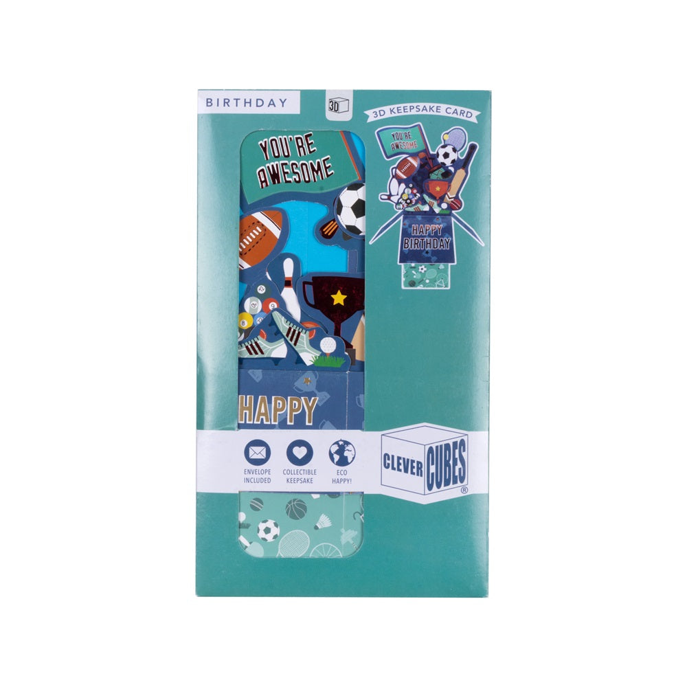 3D Pop Up Greeting Card & Envelope - Happy Birthday | Sports Theme