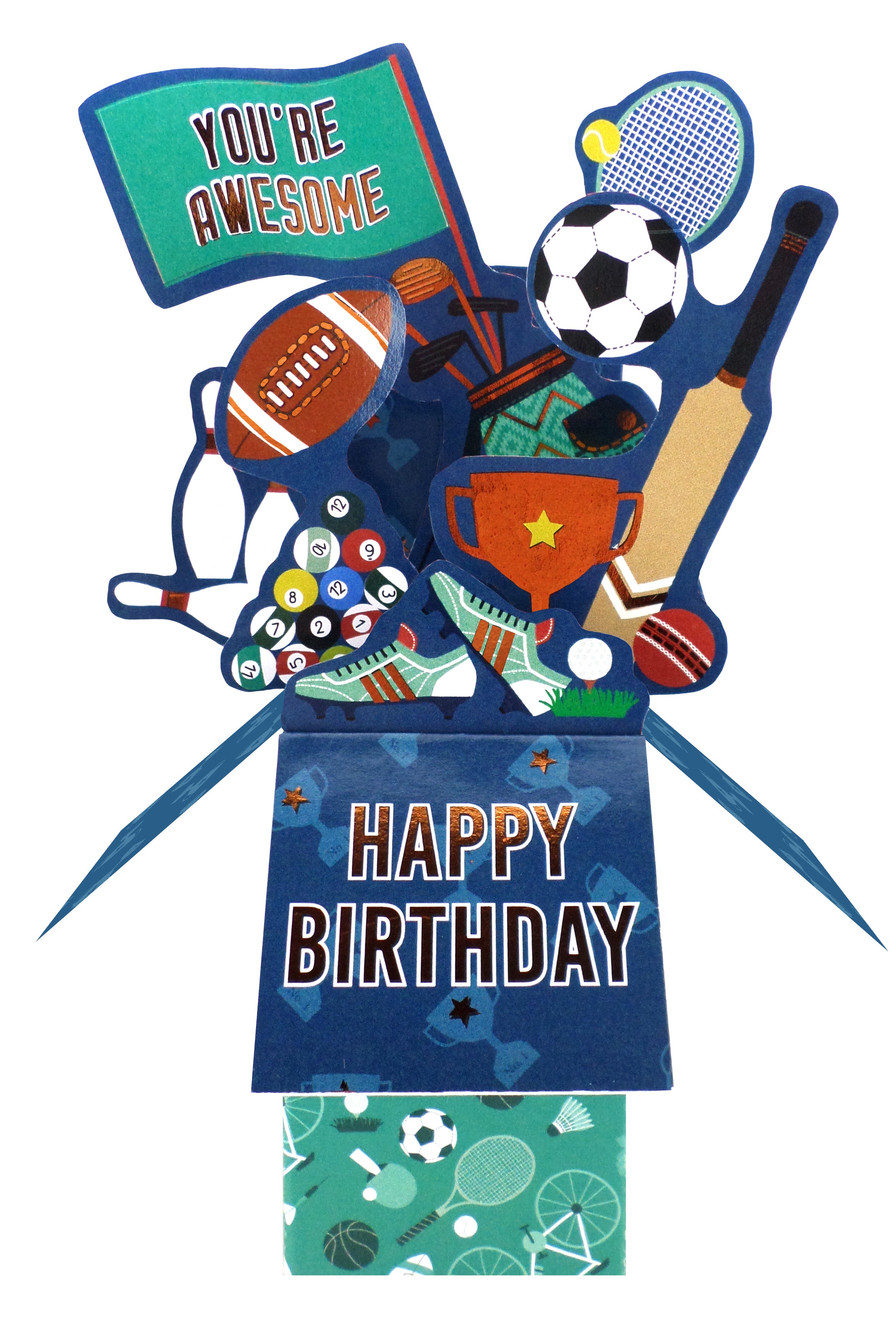 3D Pop Up Greeting Card & Envelope - Happy Birthday | Sports Theme
