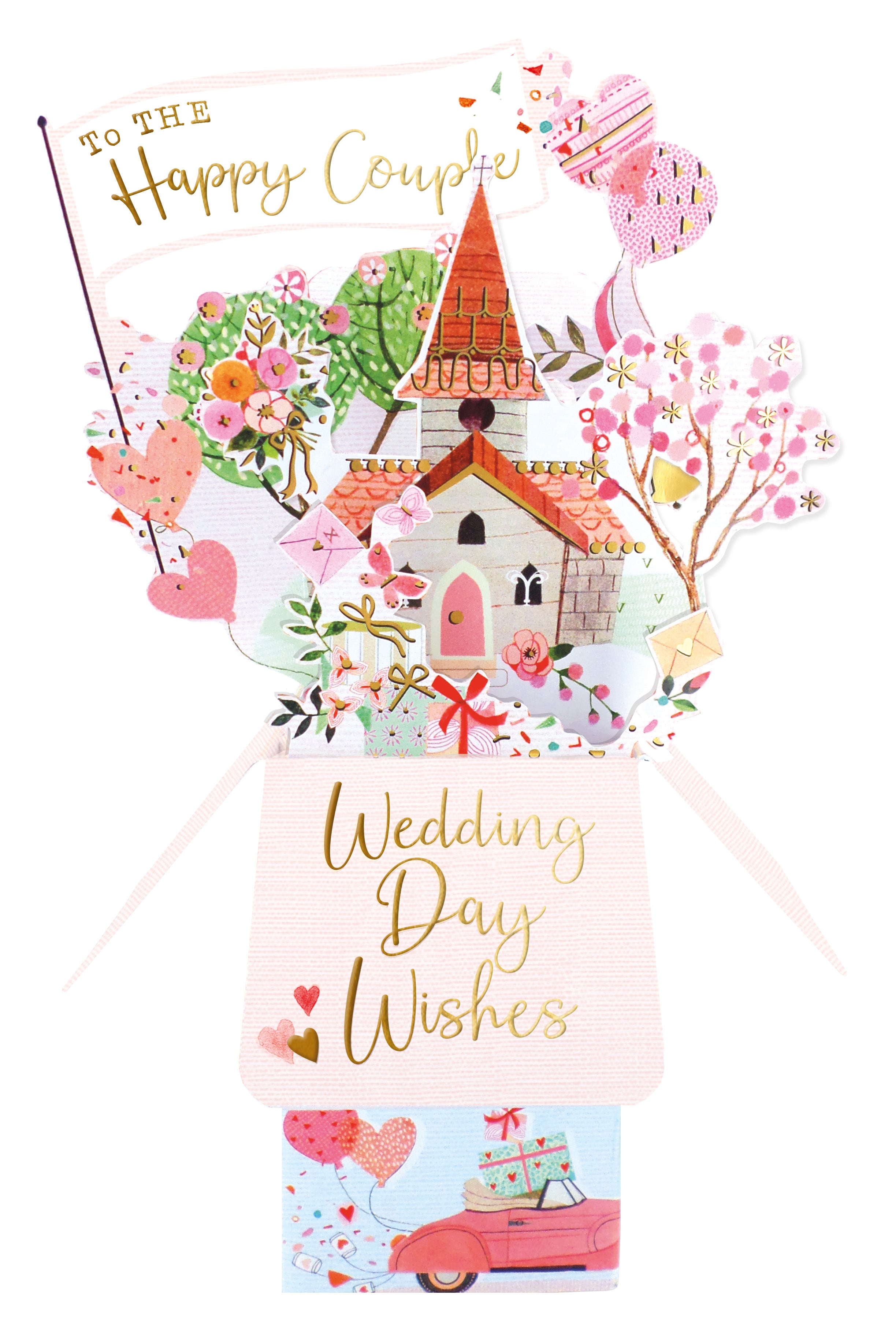 3D Pop Up Greeting Card & Envelope - Wedding Day Wishes