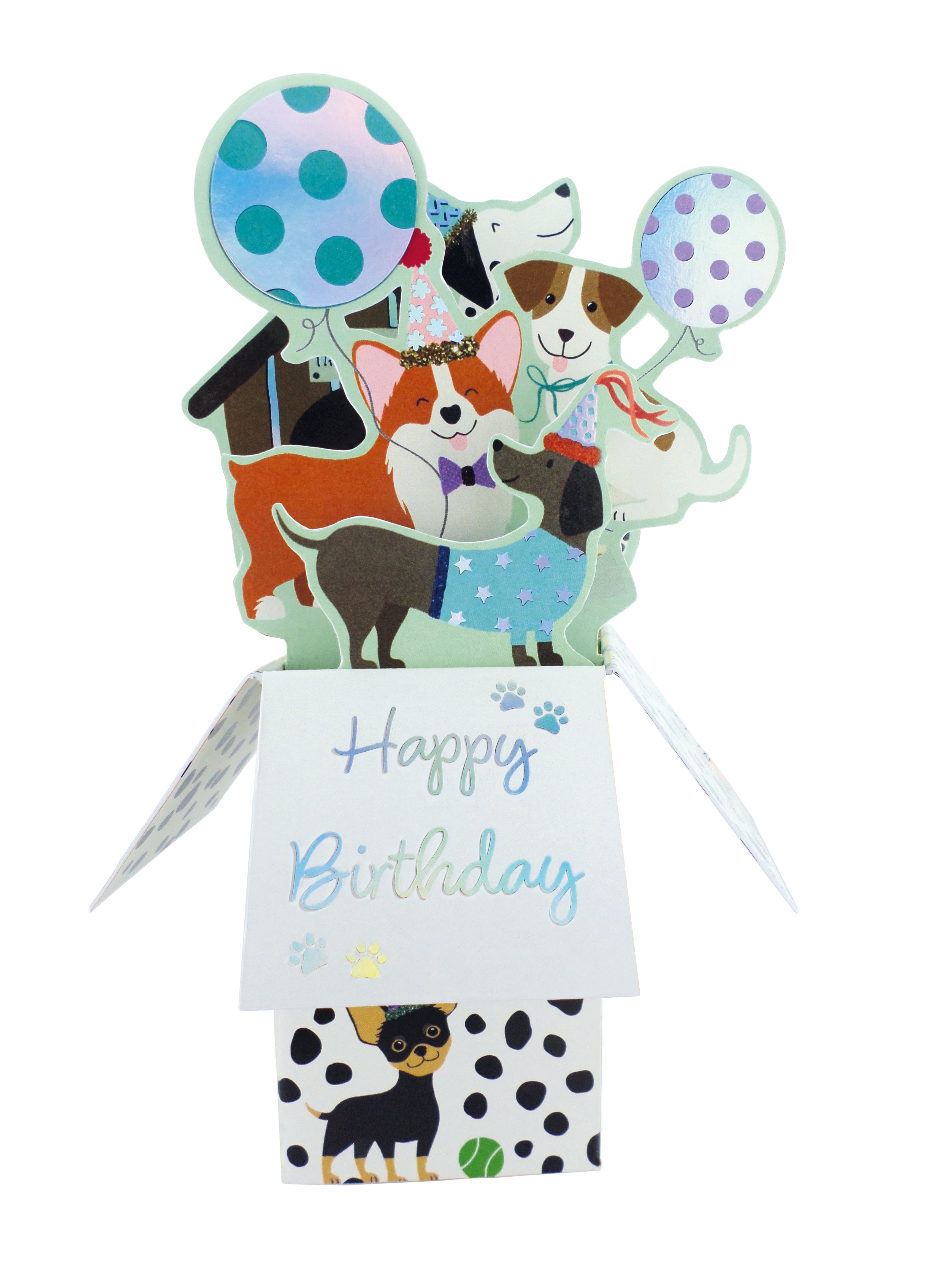 3D Pop Up Greeting Card & Envelope - Happy Birthday | Cute Dogs Theme
