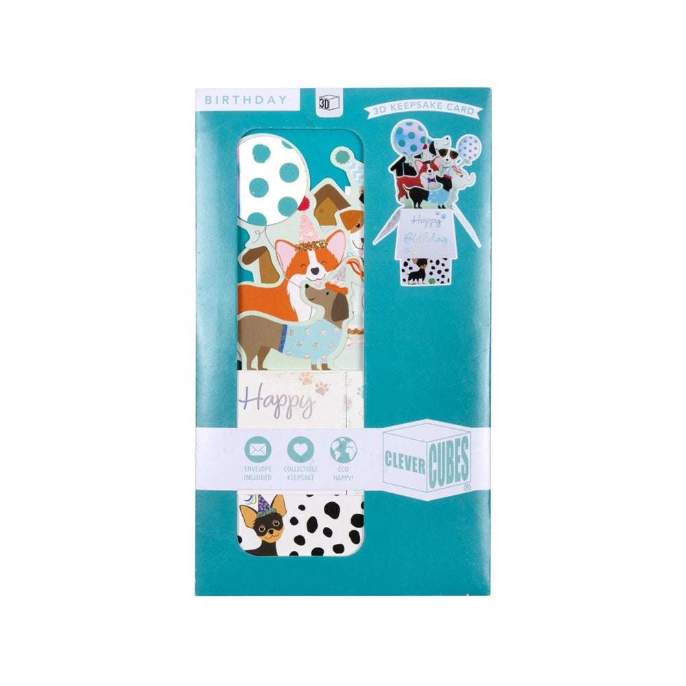 3D Pop Up Greeting Card & Envelope - Happy Birthday | Cute Dogs Theme