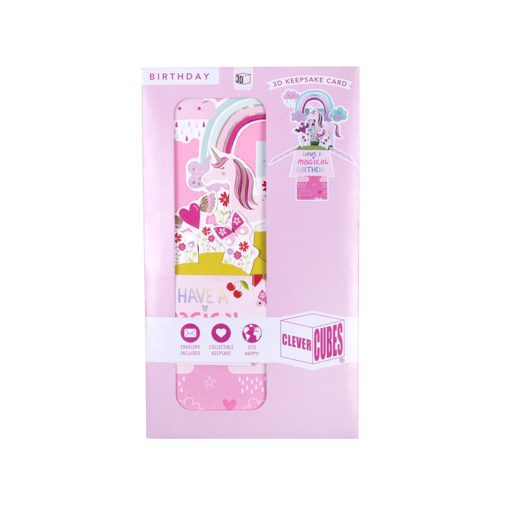 3D Pop Up Greeting Card & Envelope - Happy Birthday | Unicorn & Rainbow Theme