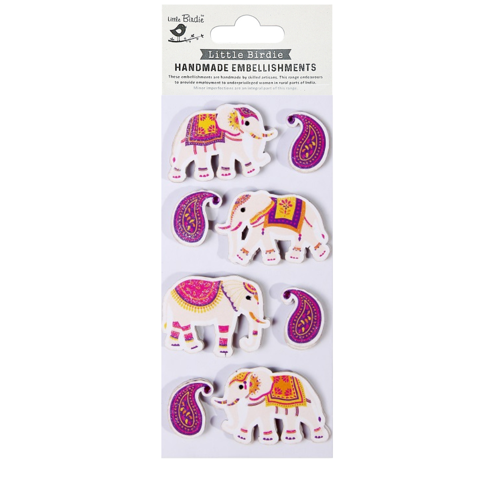 Handmade Glitter Stickers Paisley Elephant 1pc