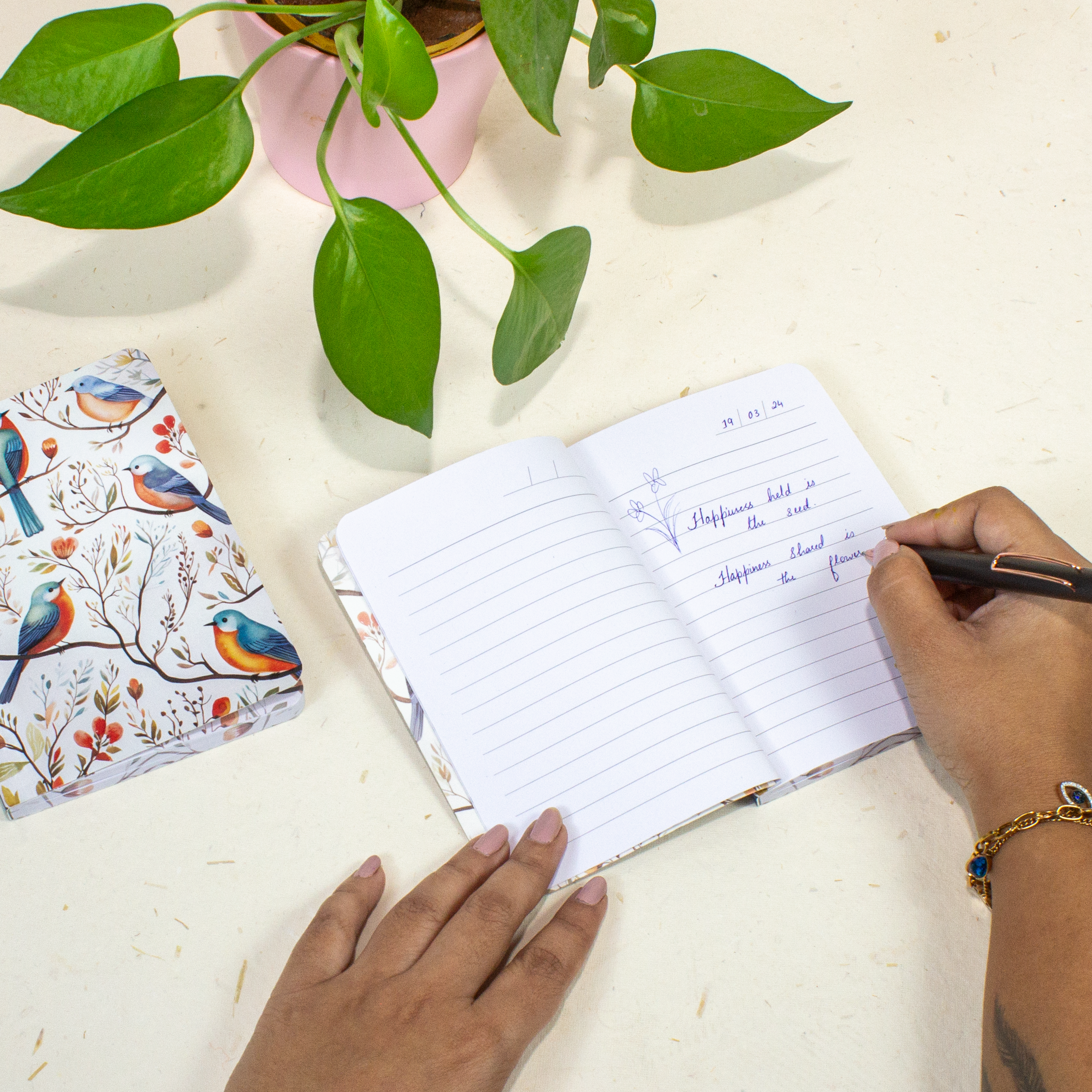 Softbound Ruled Notebook Birds Edge Printed A6 128pages 100gsm