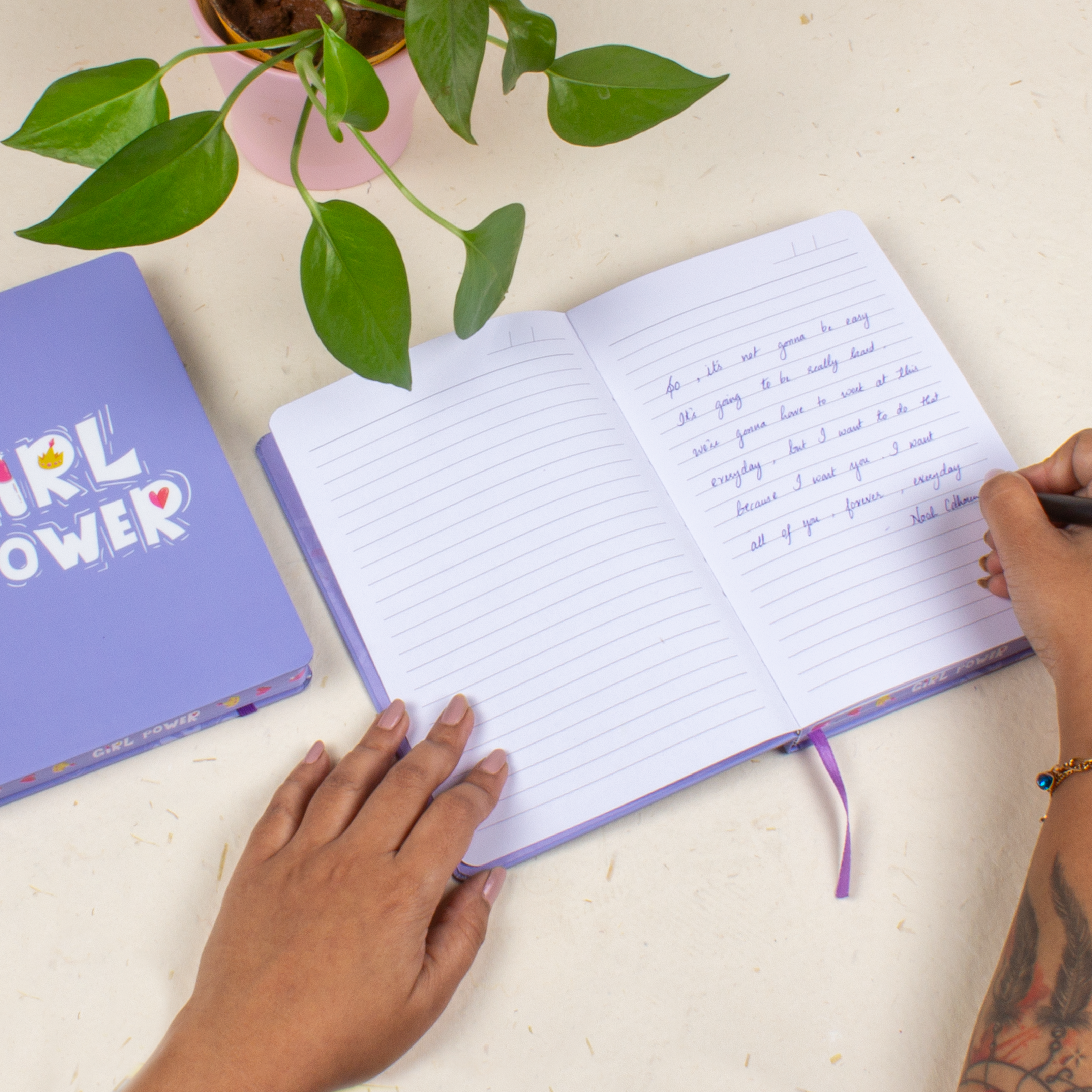 Hardbound Ruled Notebook Girl Power Edge Printed With Elastic Band 140mm X 210mm 192pages 100gsm