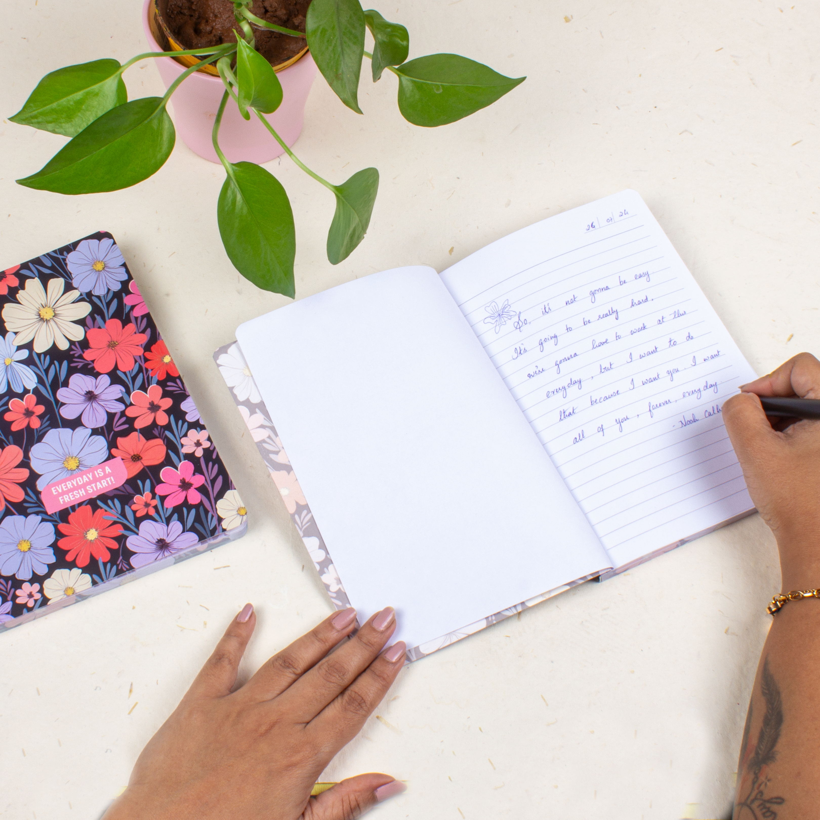 Softbound Ruled Notebook Flower Edge Printed A5 128pages 100gsm