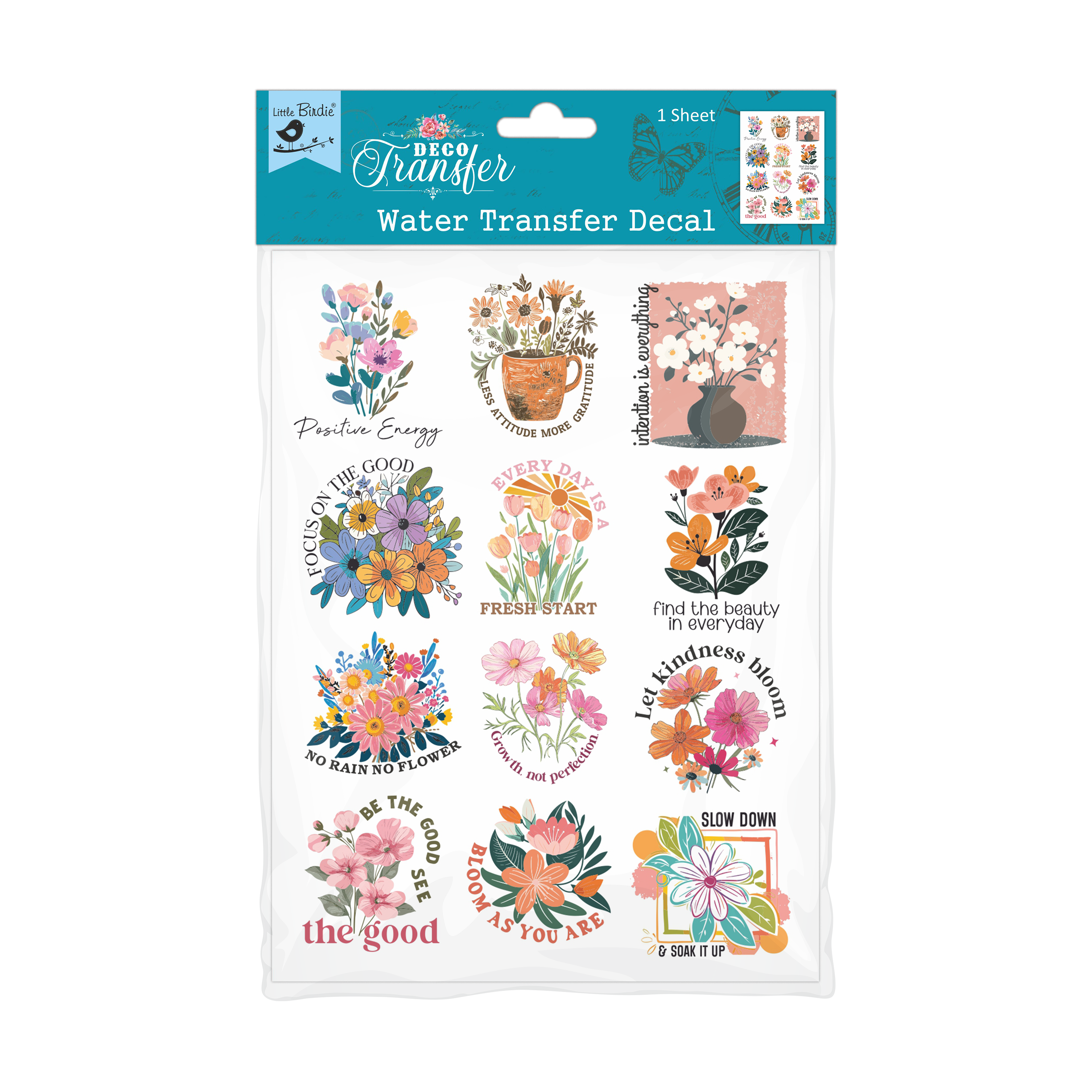 Deco Transfer Sheet Be Positive 7.5 X 9.5inch 1pc