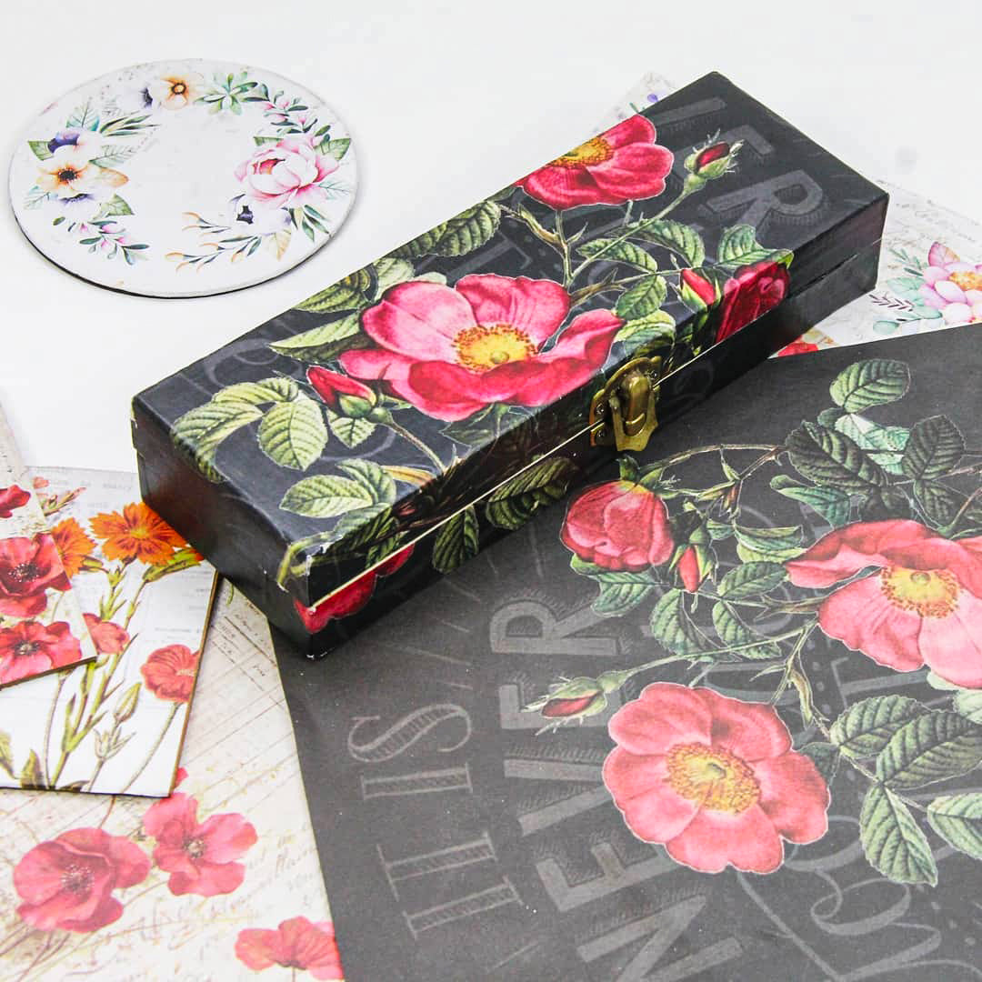 Decoupage Paper Floral Fantasia 2Designs 70GSM A4 4Sheets