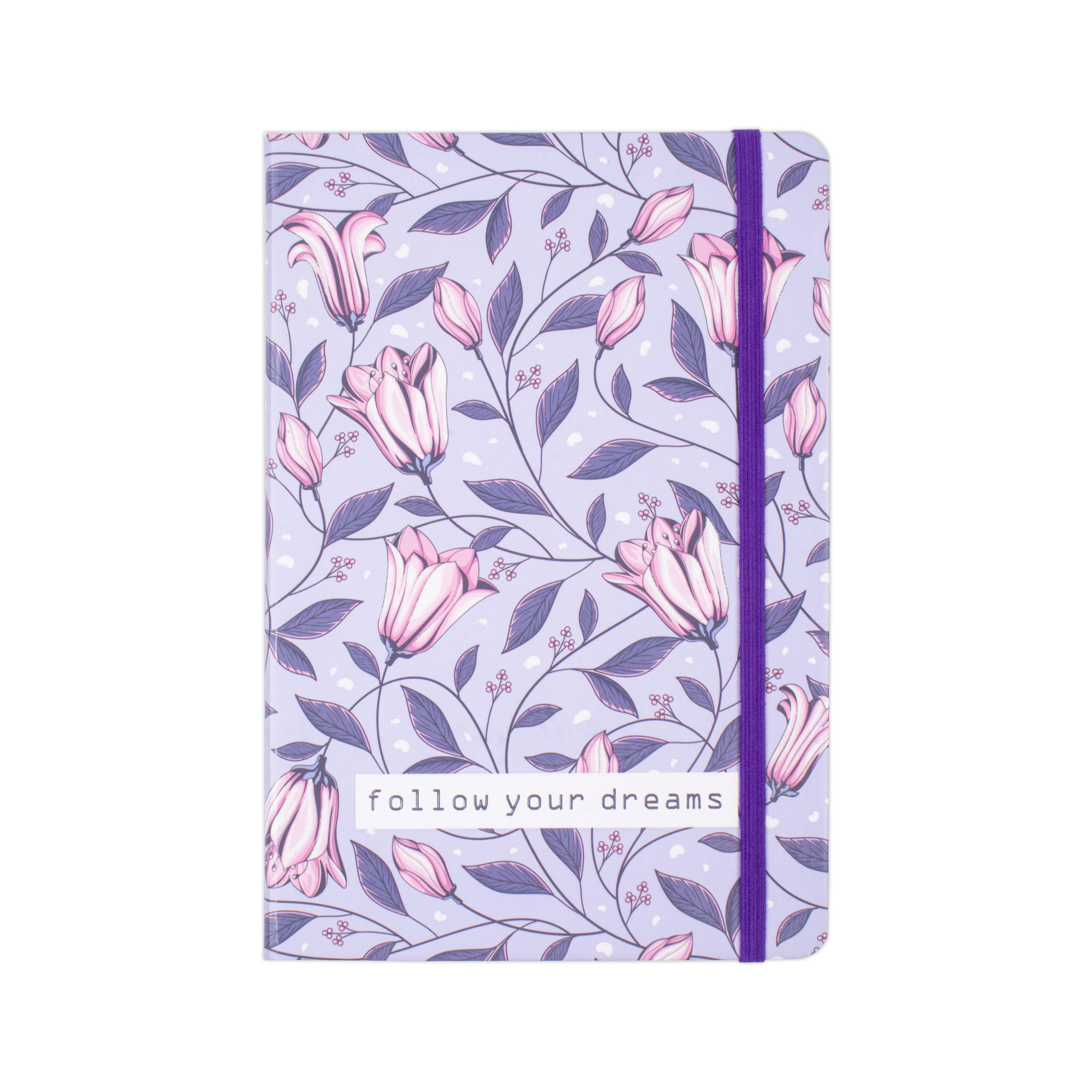 Hardbound Ruled Notebook Follow Your Dreams Edge Printed With Elastic Band 140mm X 210mm 192pages 100gsm