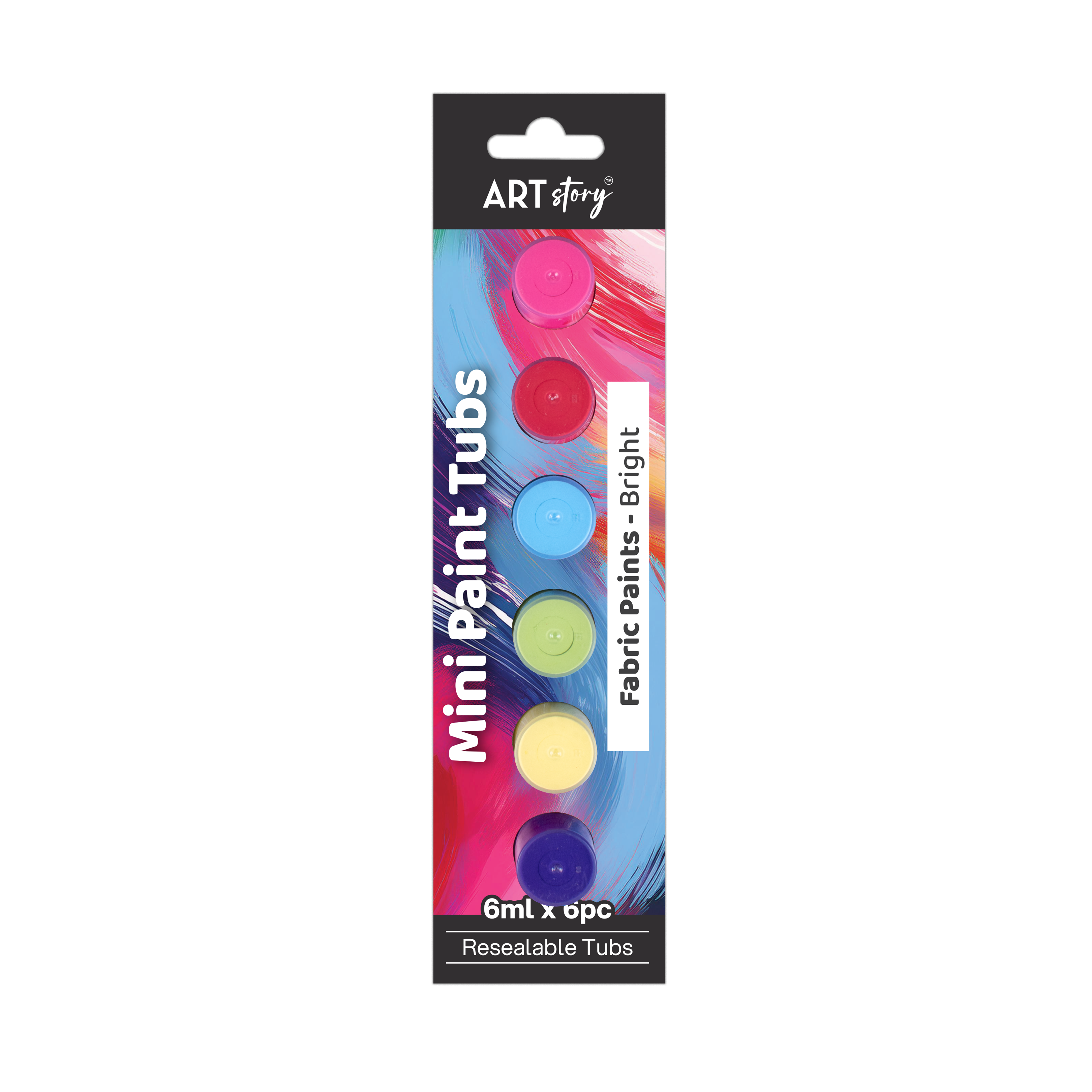 Mini Paint Tubs Fabric Paint Bright 6ml x 6 shades