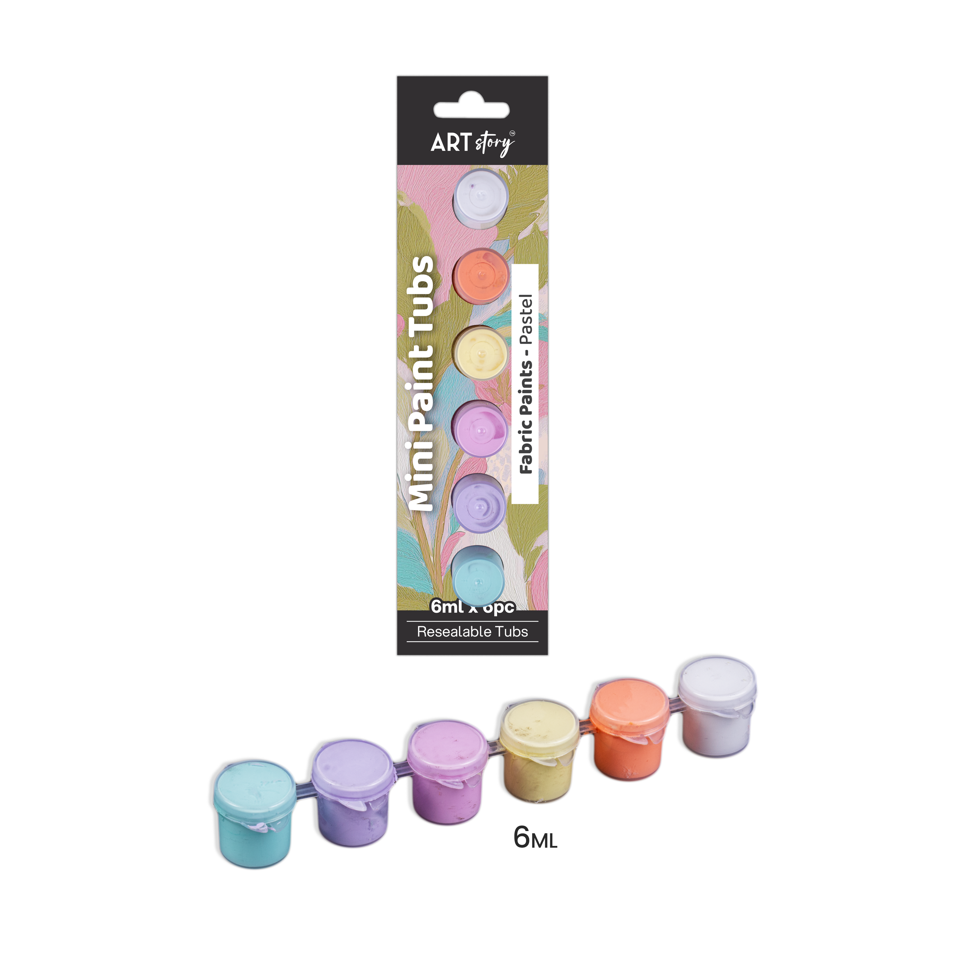 Mini Paint Tubs Fabric Paint Pastel 6ml x 6 shades
