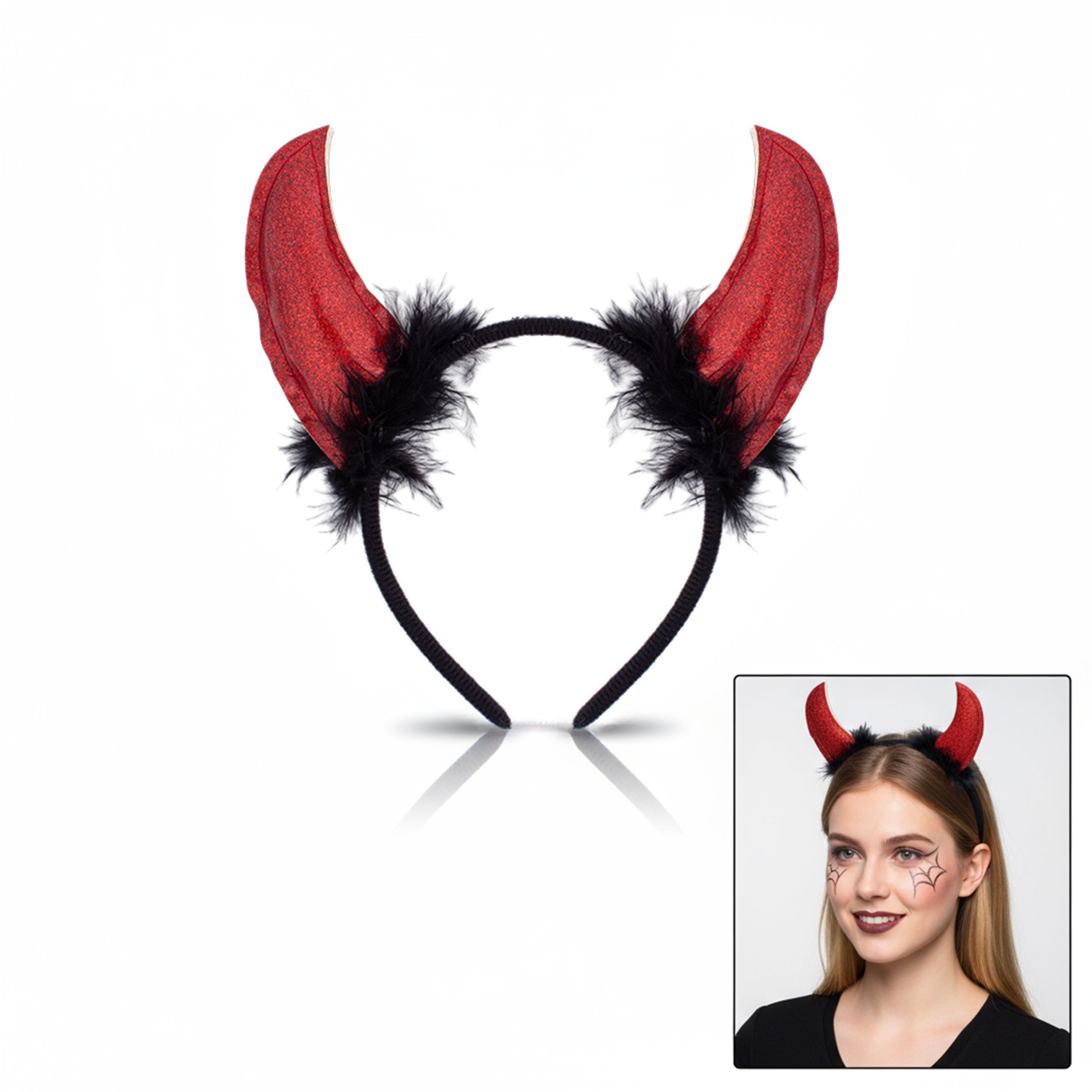 Halloween Devil Horn Hair band Bloody Red 1pc