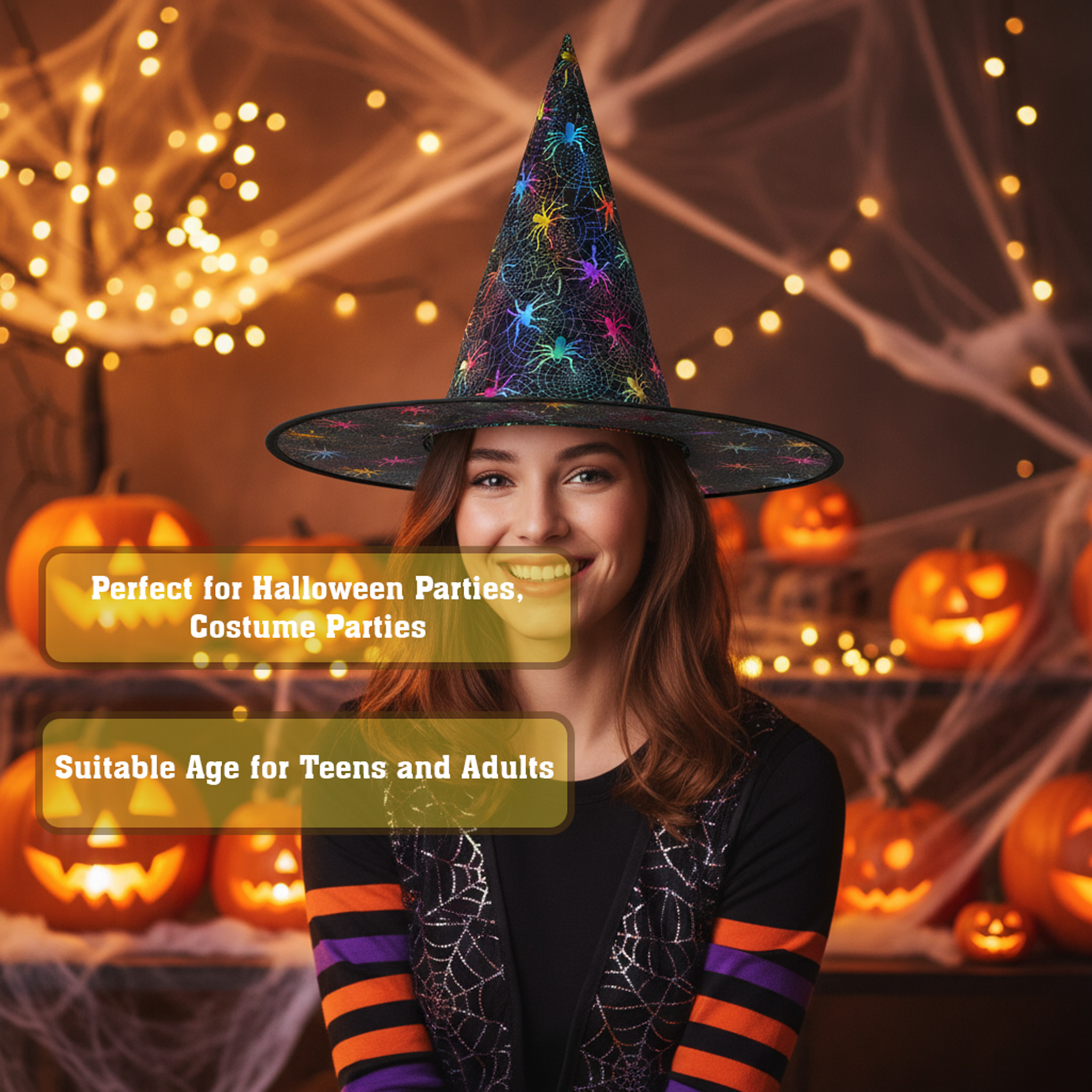 Glow-in-the-dark Witch Hat Spiders 1pc