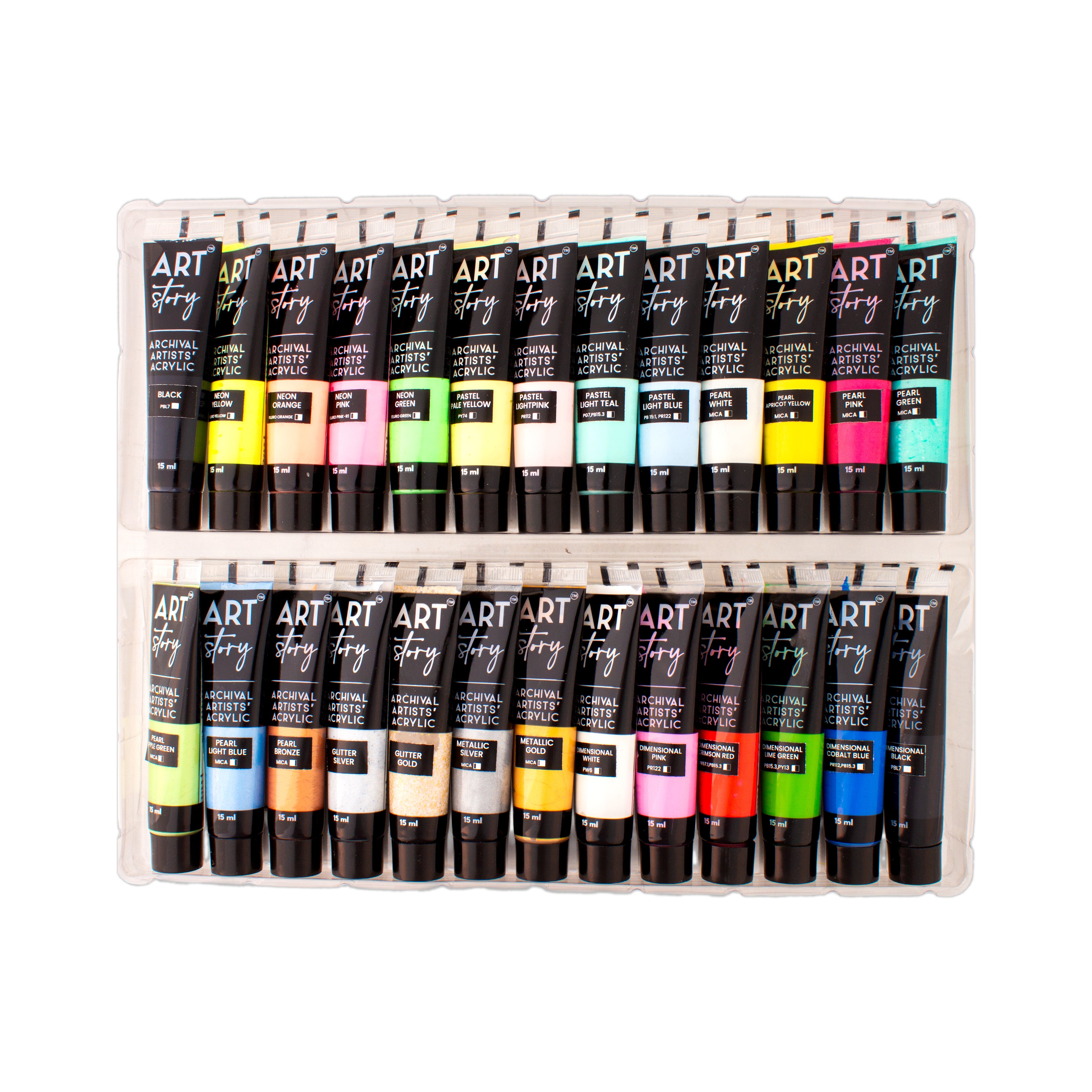 Multi Style Acrylics Set 52 Colors X 15ml each Box