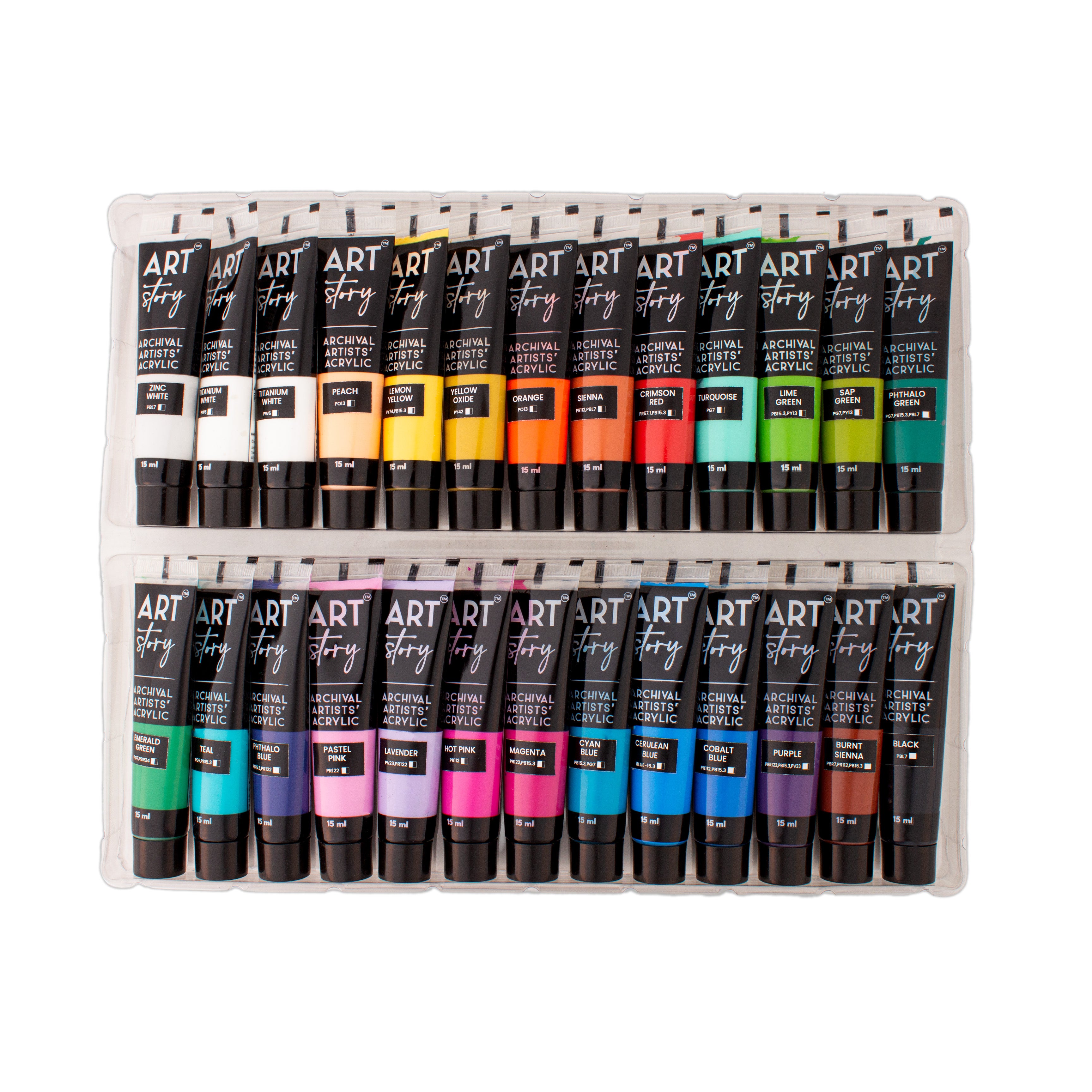 Multi Style Acrylics Set 52 Colors X 15ml each Box