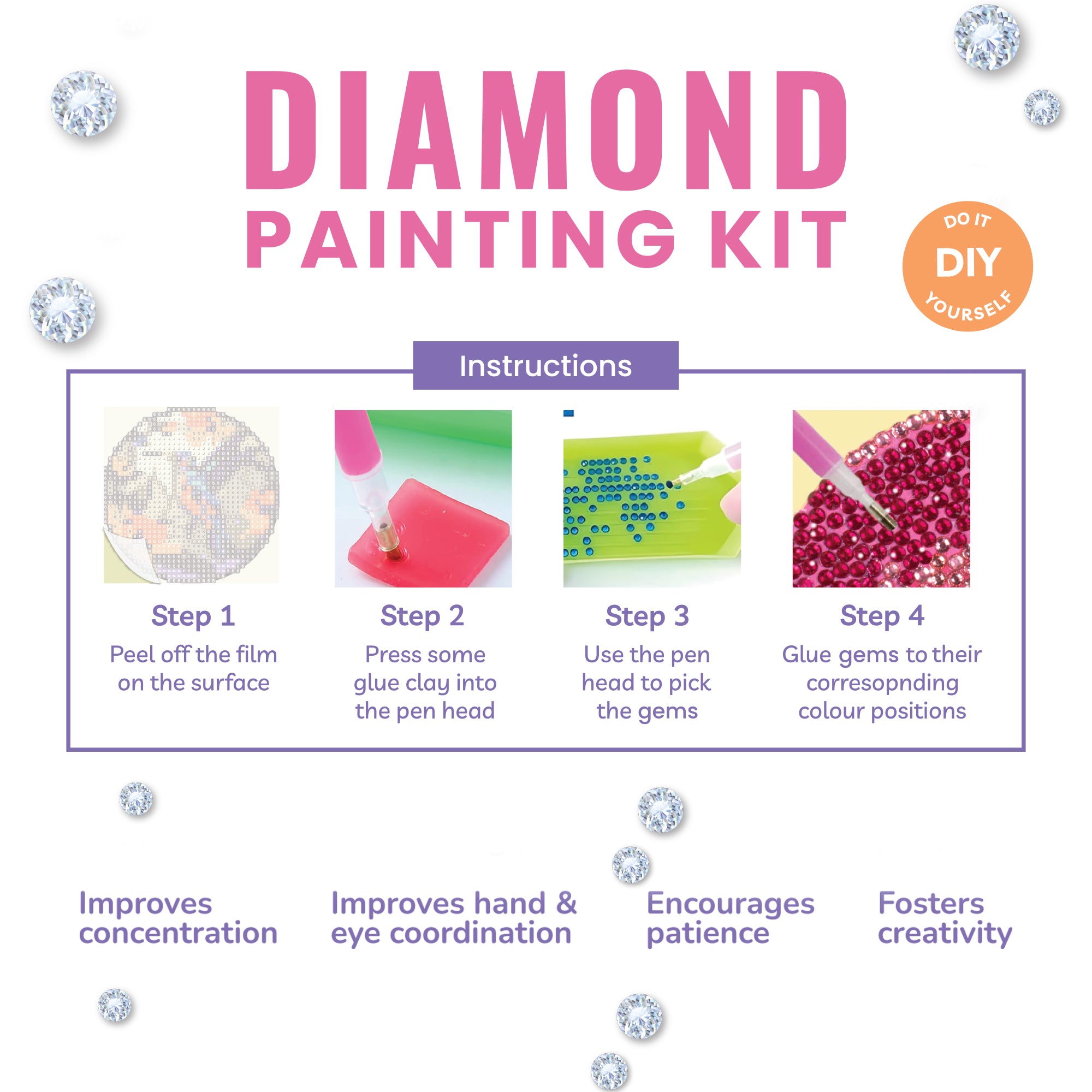 5D Diamond Painting Kit Cat 15 X 15cm 1pc