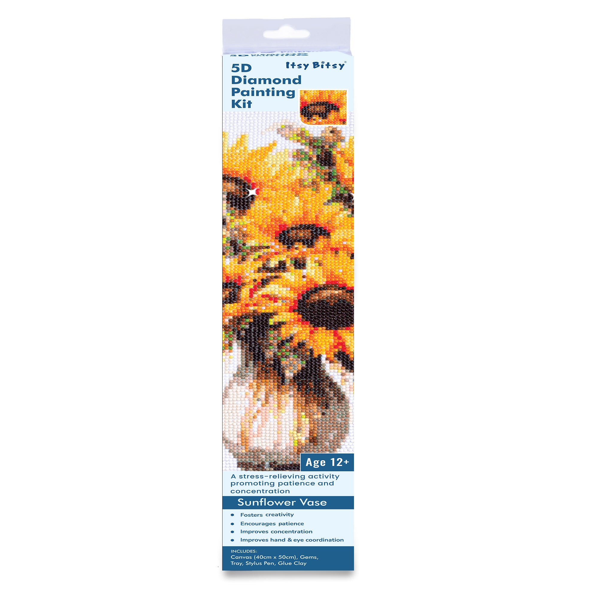 5D Diamond Painting Kit Sunflower Vase 40 X 50 cm 1pc Acetate Box