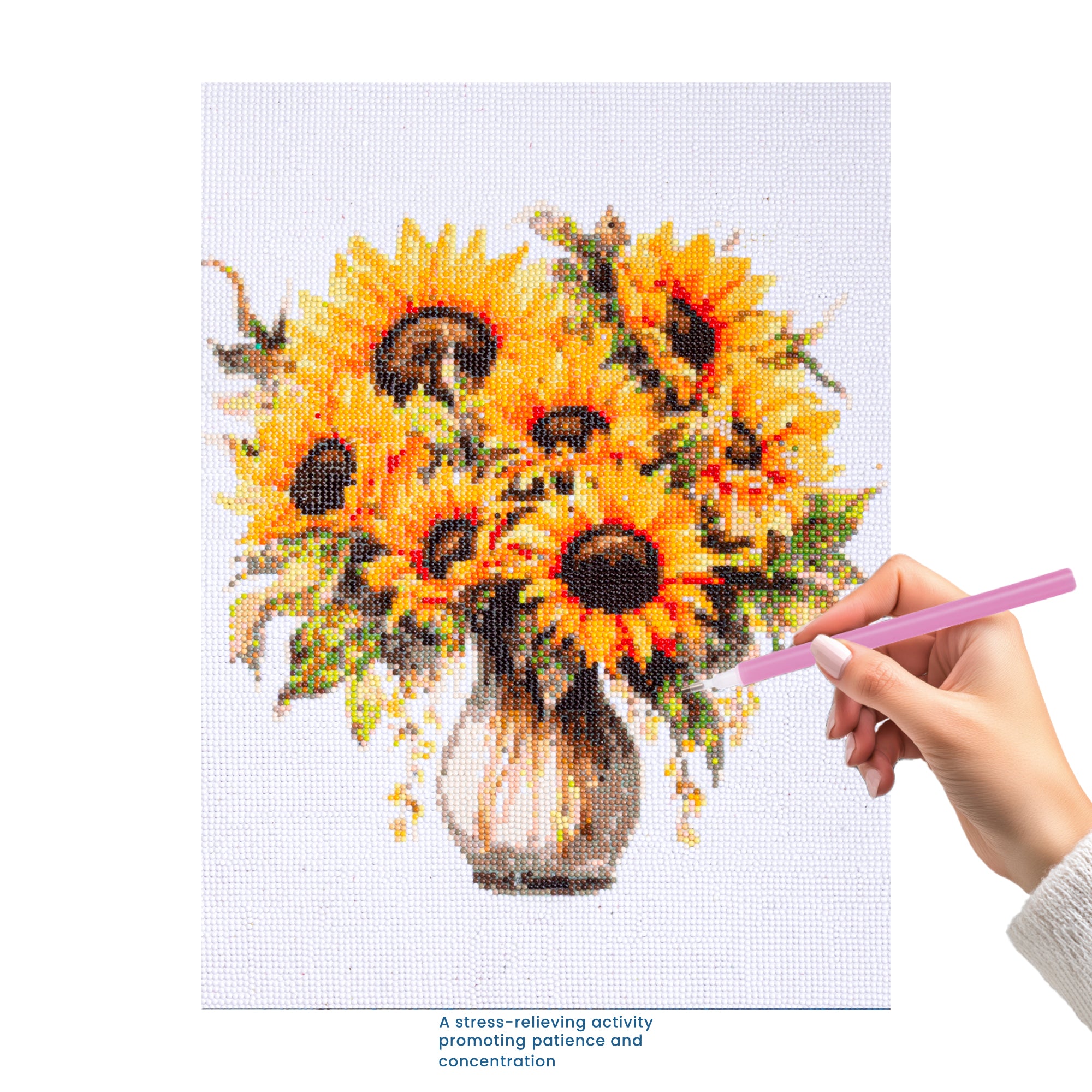 5D Diamond Painting Kit Sunflower Vase 40 X 50 cm 1pc Acetate Box