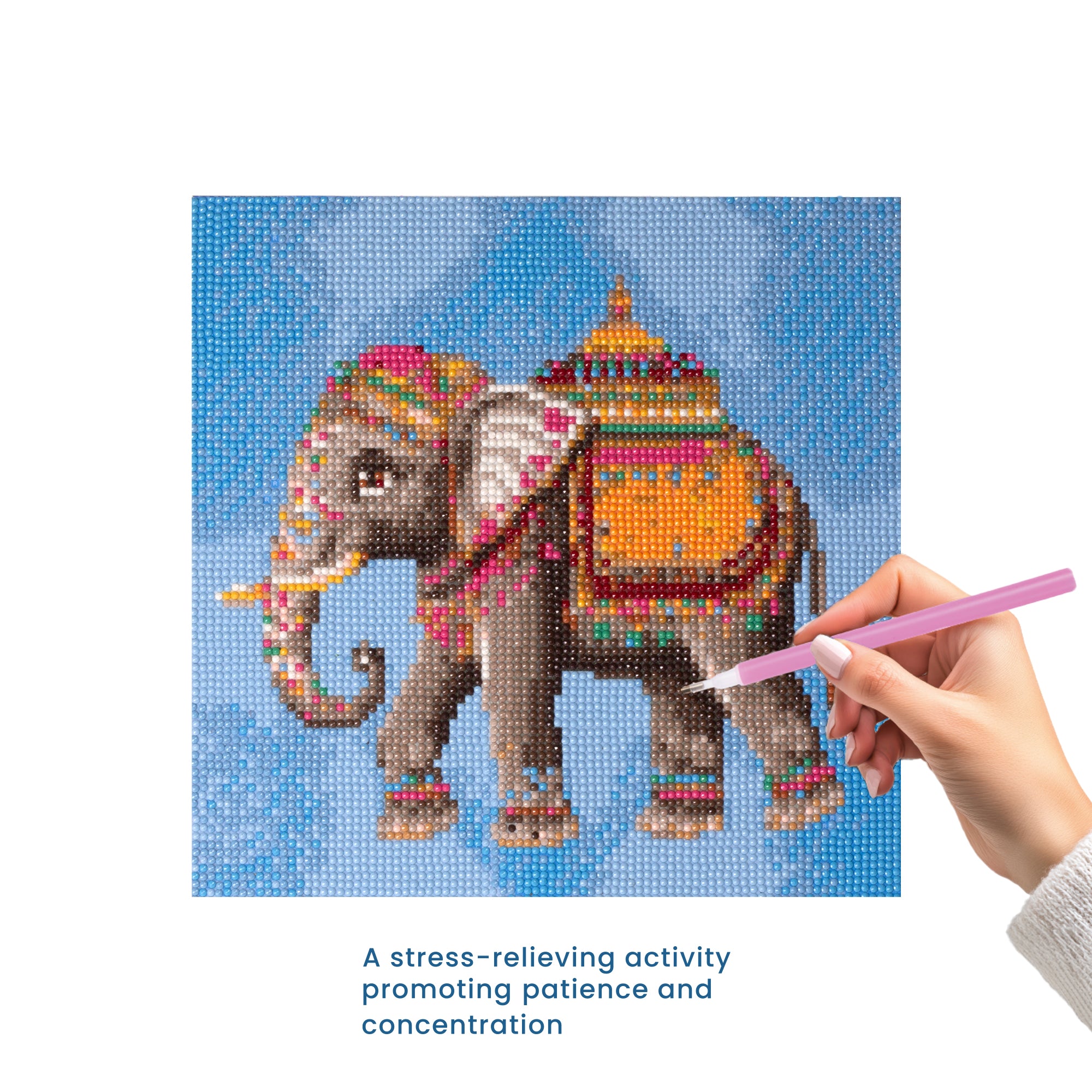 5D Diamond Painting Kit Ornate Elephant 30 X 30cm 1pc Acetate Box