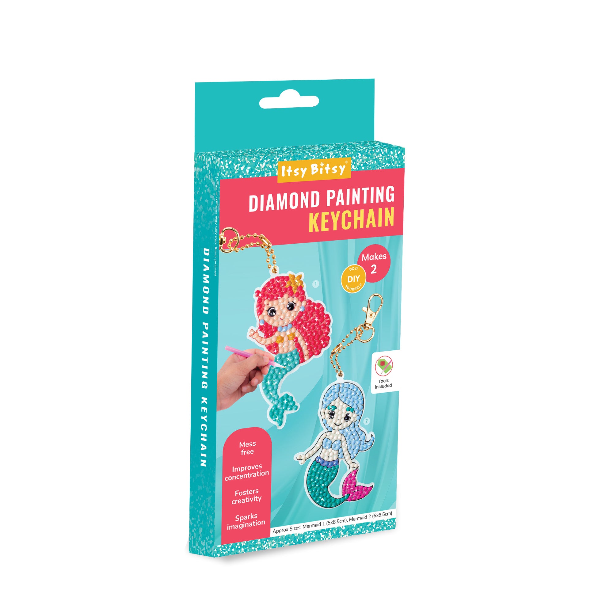 Diamond Painting Key Chain Kit Mermaid 8 X 7cm 2pc Box