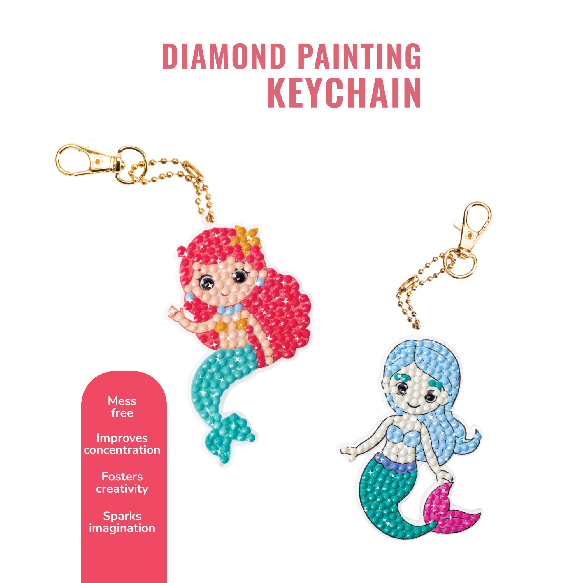 Diamond Painting Key Chain Kit Mermaid 8 X 7cm 2pc Box
