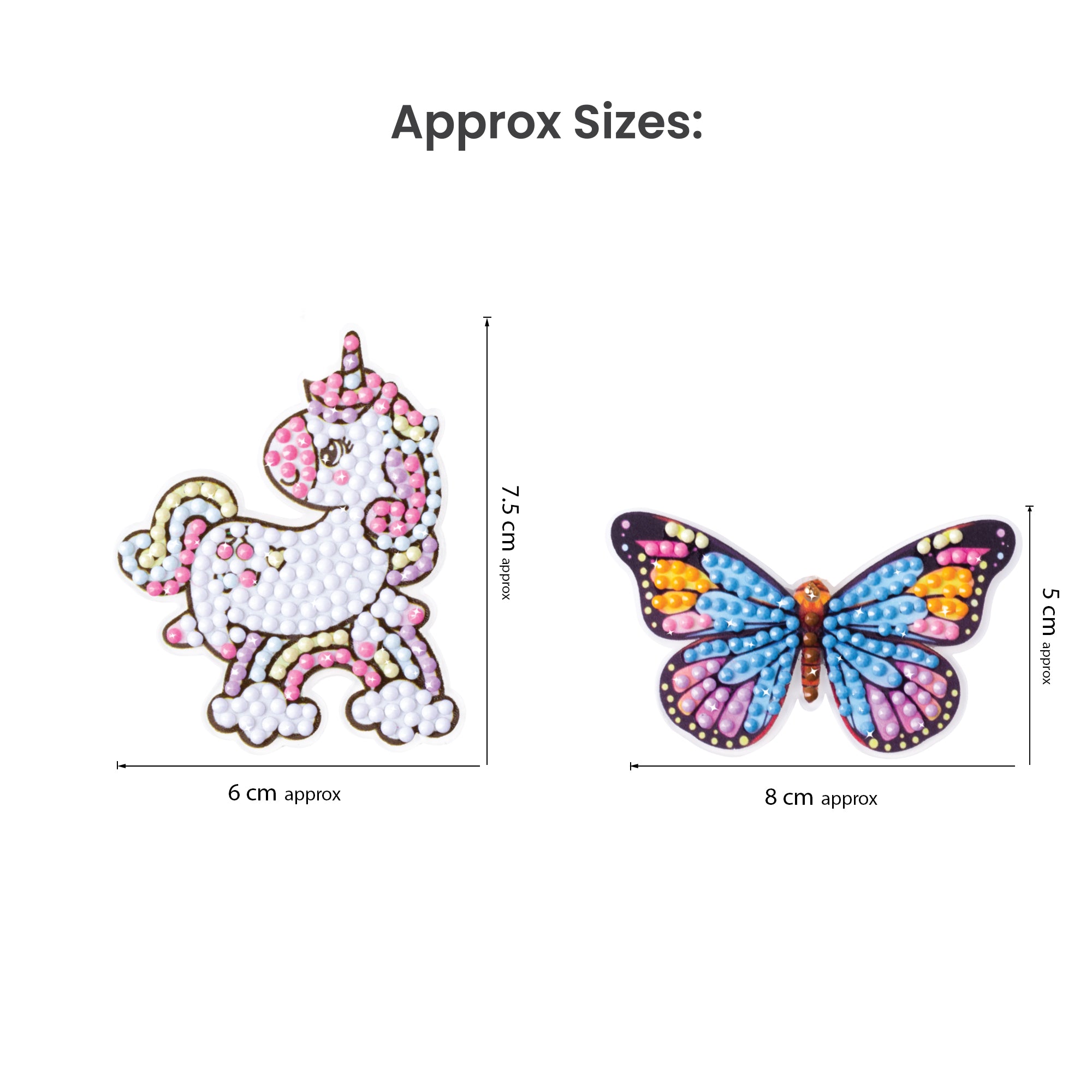 Diamond Painting Key Chain Kit Unicorn & Butterfly 8 X 7cm 2pc Box