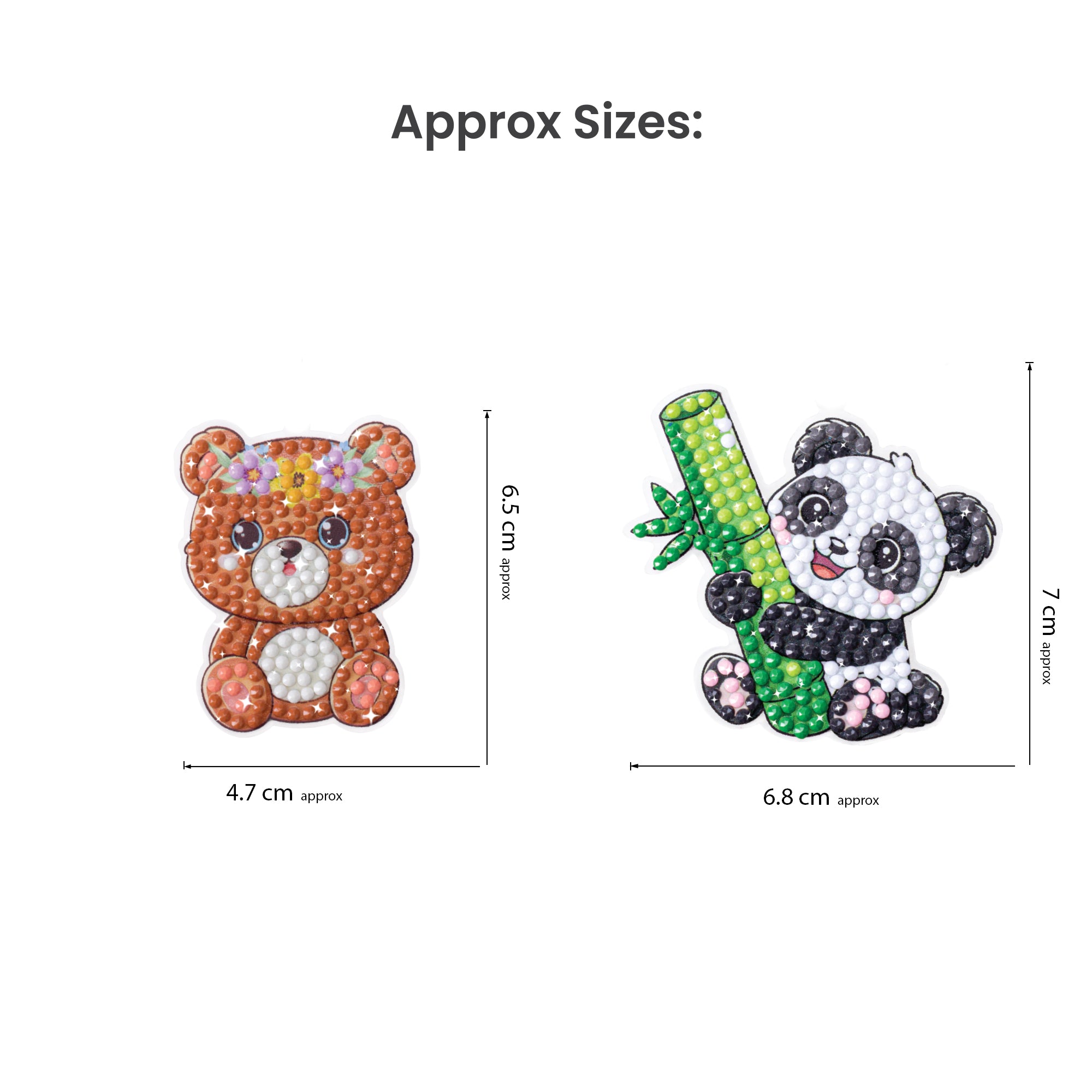 Diamond Painting Key Chain Kit Bear & Panda 8 X 7cm 2pc Box