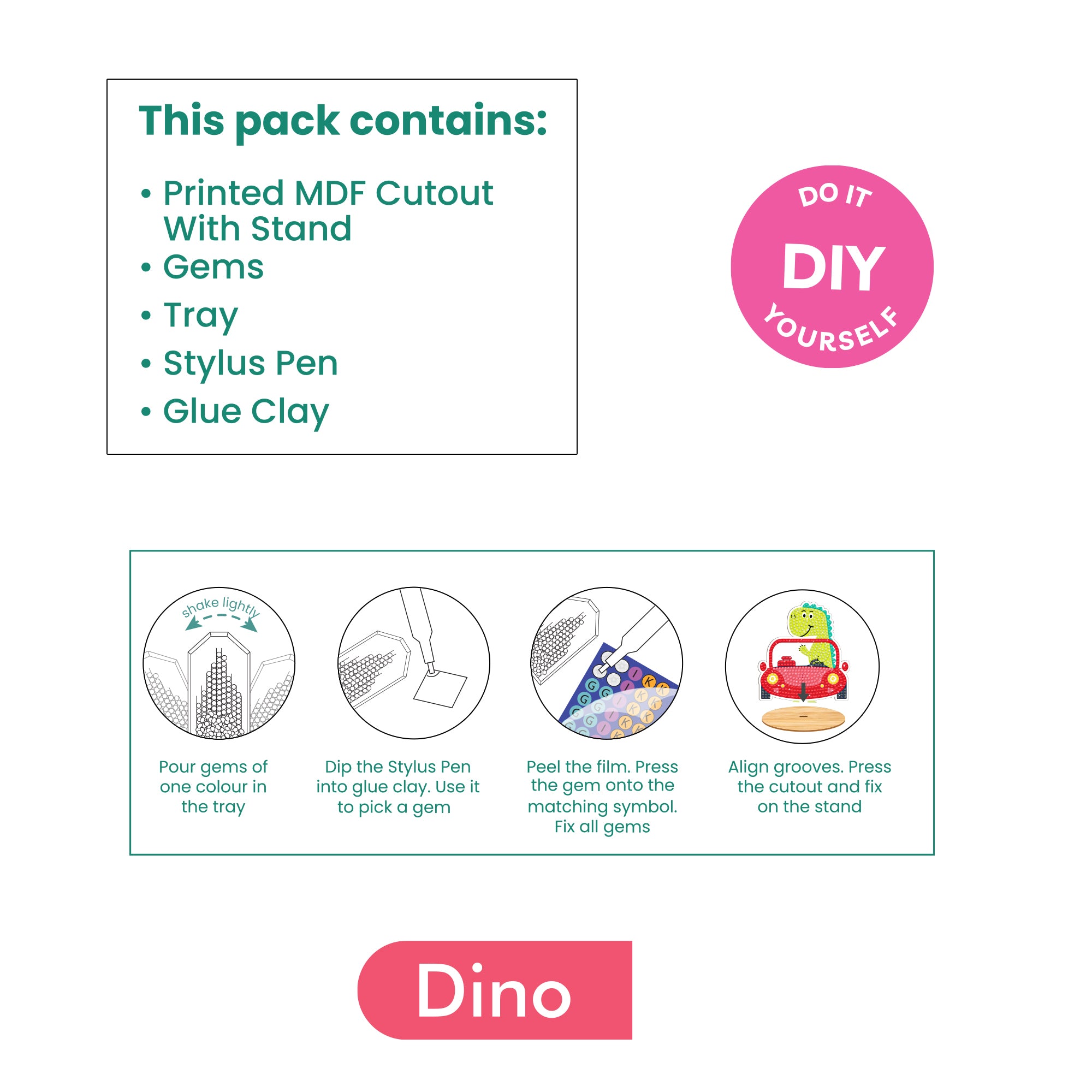 Diamond Painting Table Decor Dino 10.6 X 11cm 1pc Box