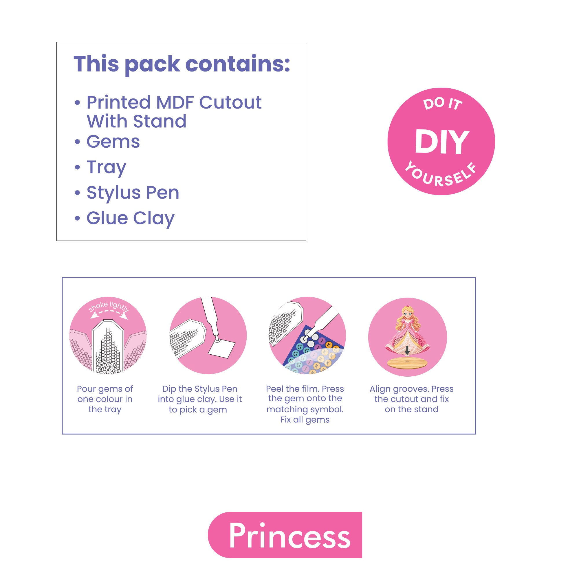 Diamond Painting Table Decor Princess 9.7 X 11cm 1pc Box