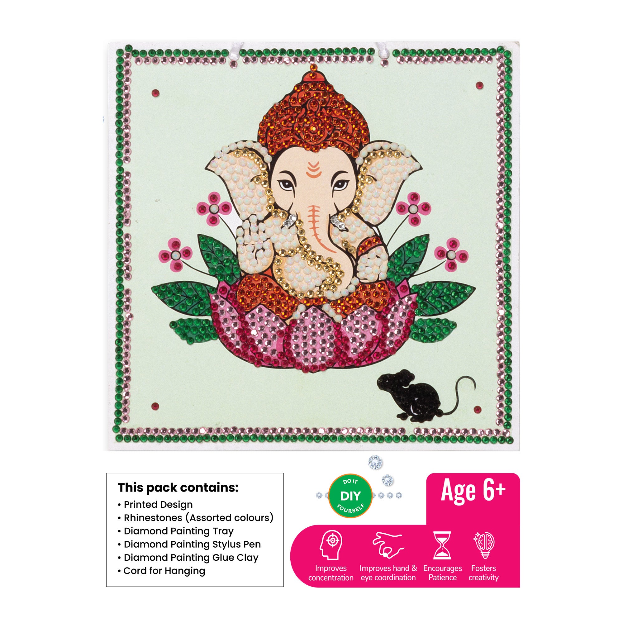 DIY Diamond Painting Kit Ganesha 6 X 6inch 1 Box